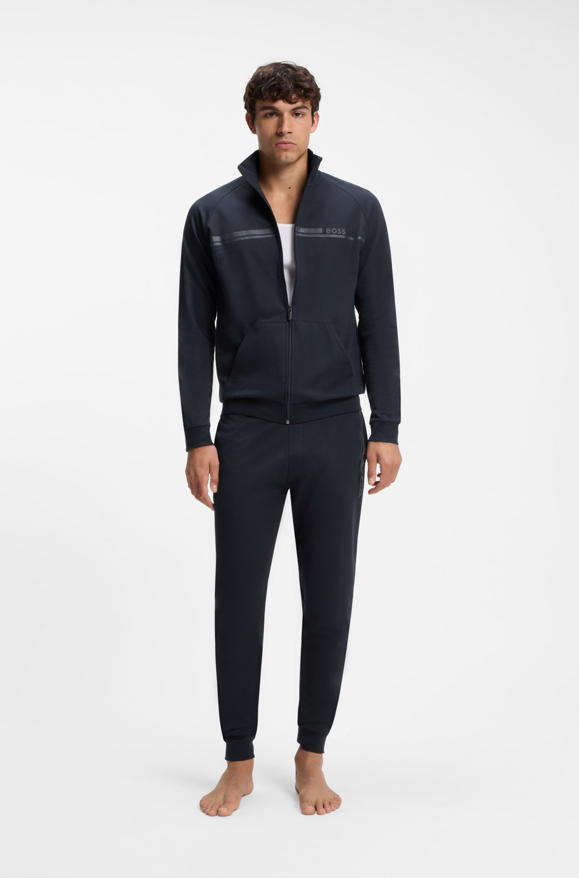 BOSS Sweatjacke »Authentic« mit Streifen und Logo, regular fit