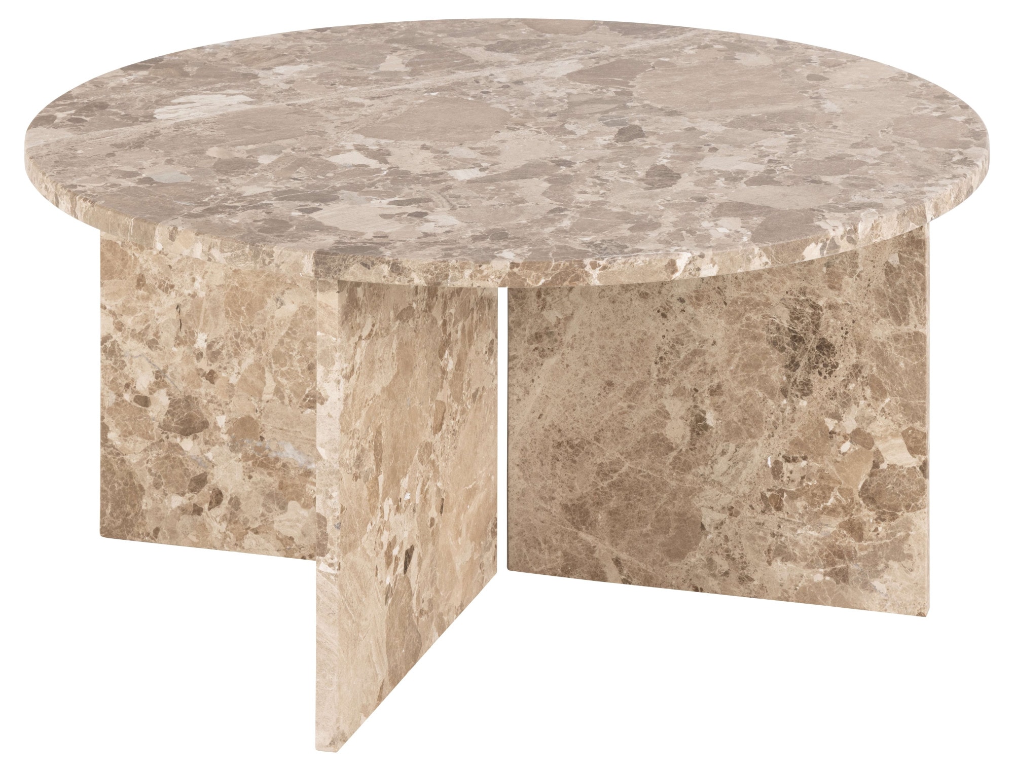 ACTONA GROUP Couchtisch »Vega« Couchtisch, und V-förmig Gestell matt Latte lackiert Marmor, Ø90x42 cm