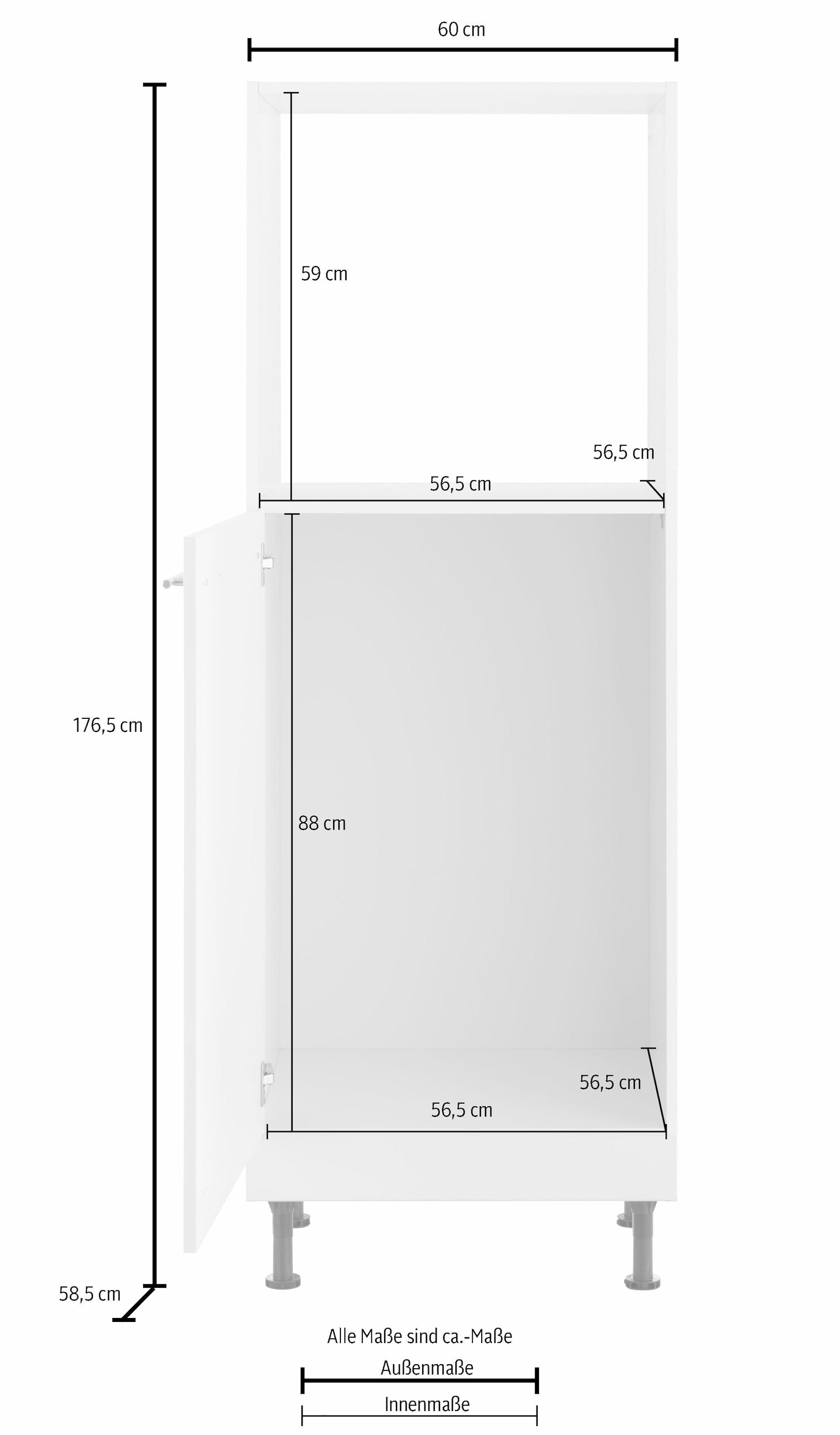 Stellfüsse, breit, ♕ 60 auf OPTIFIT mit höhenverstellbare 176 cm cm versandkostenfrei Backofenumbauschrank Metallgriff hoch, »Bern«,