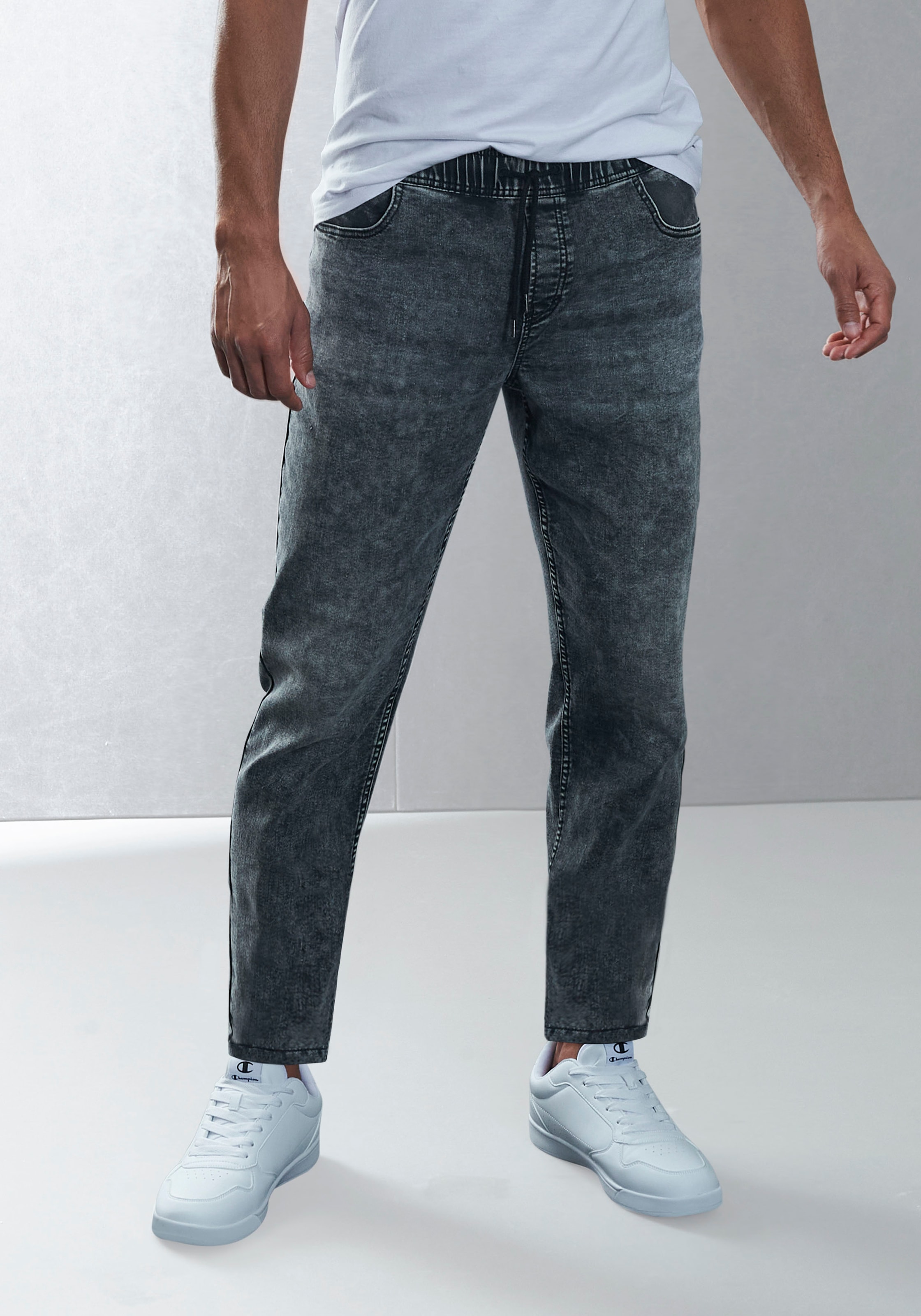 Buffalo Schlupfjeans, Jogg Pants mit Bindeband aus elastischer Denim-Qualität