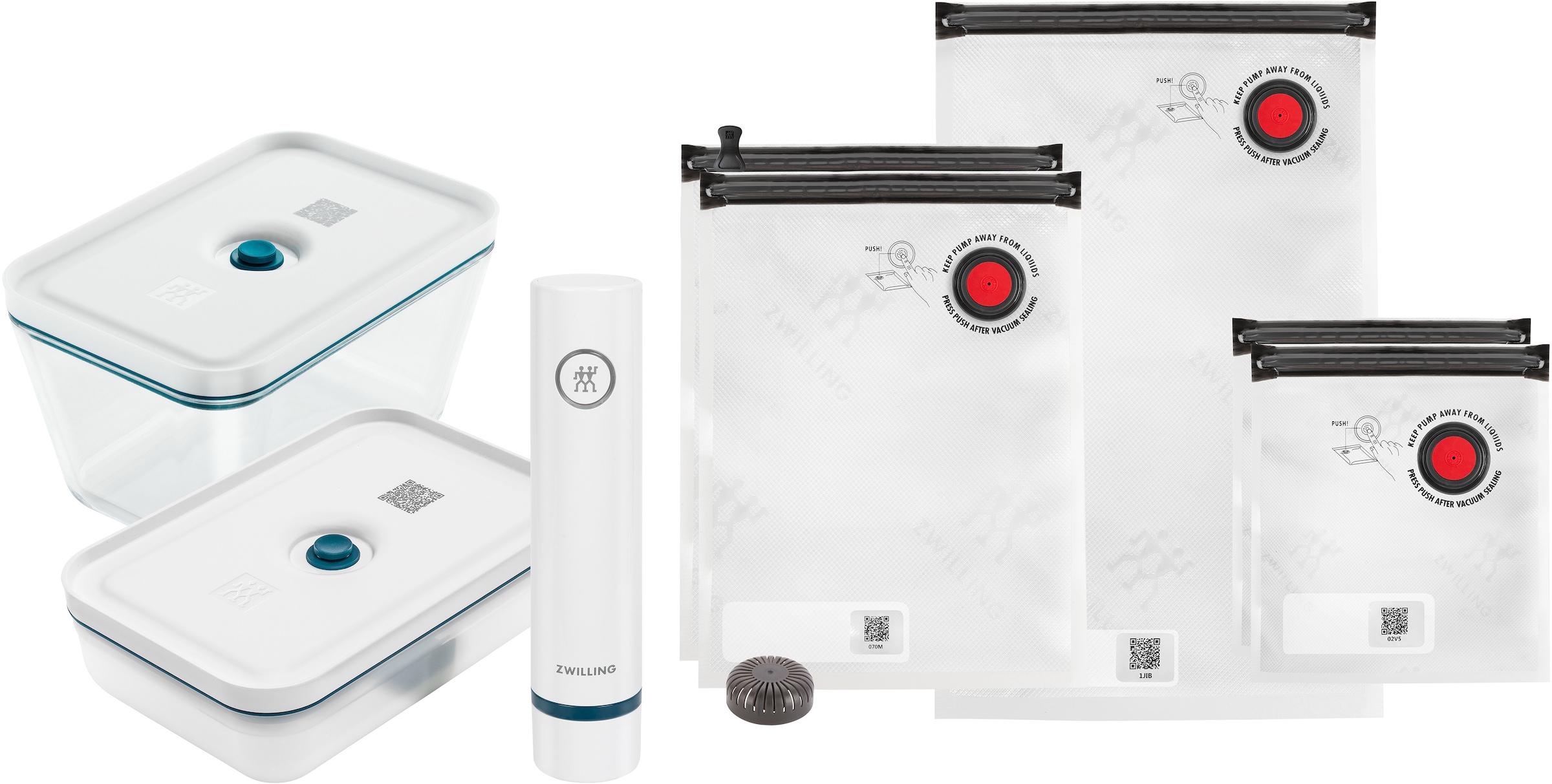 Zwilling Aufbewahrungssystem »Fresh&Save Aufbewahrungsbox«, (Set, 21 tlg.), Borosilikatglas,Kunststoff, Silikon, (Set, 21tlg), (Vakuum Starterset)