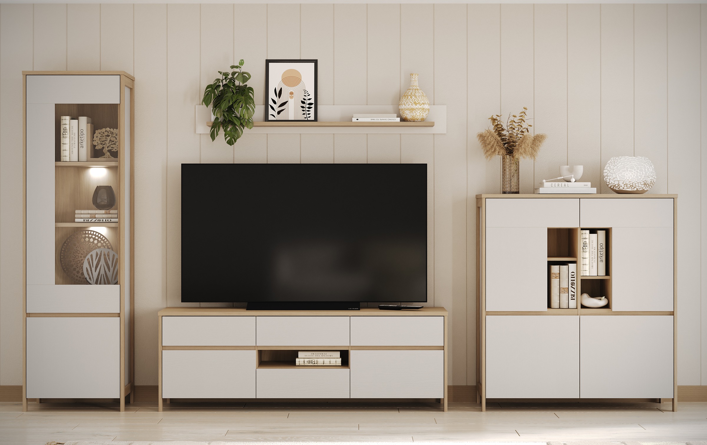 Home affaire Wohnwand »Stranda, moderne Anbauwand, Komplettset im Scandi-Style« 4 Stk. tlg.