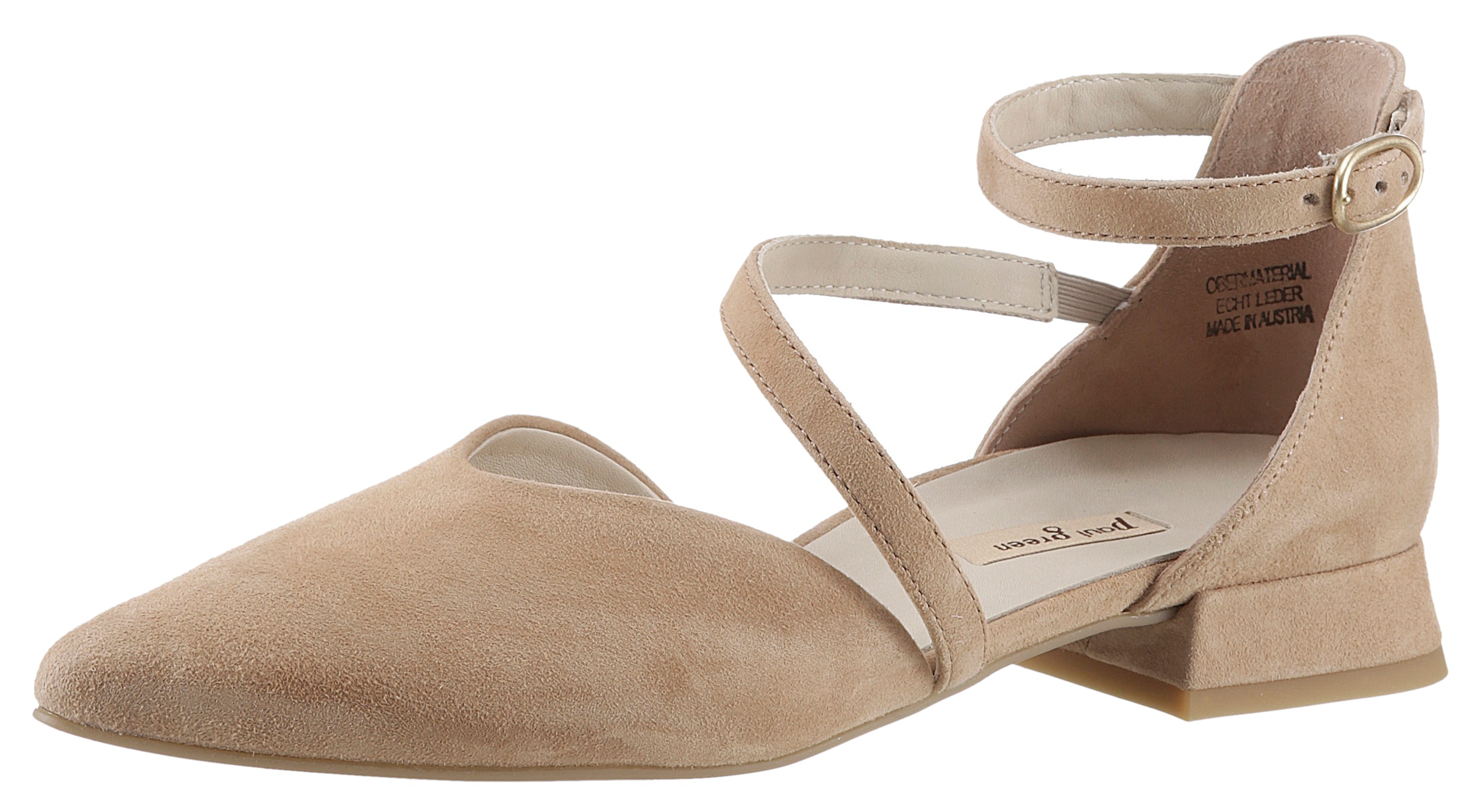 Ballerina, Flats, Kitten Heel, Festliche Schuhe mit verstellbarem Fesselriemchen