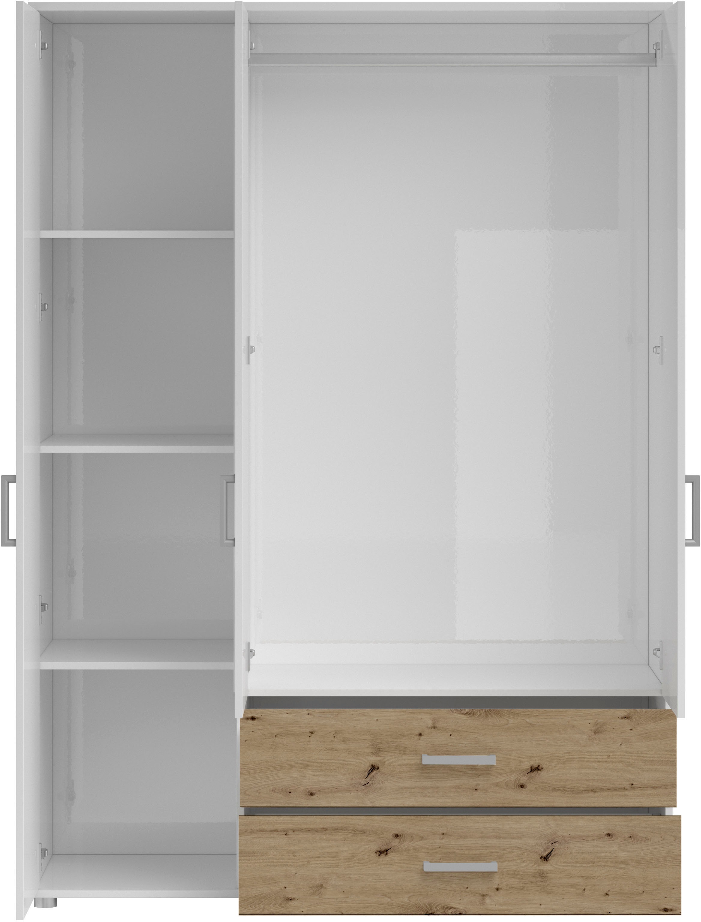 Schlafkontor Drehtürenschrank »Ivar Kleiderschrank mit Spiegel« inklusive 2 Spiegeltüren und 2 farblich abgesetzten Schubkästen