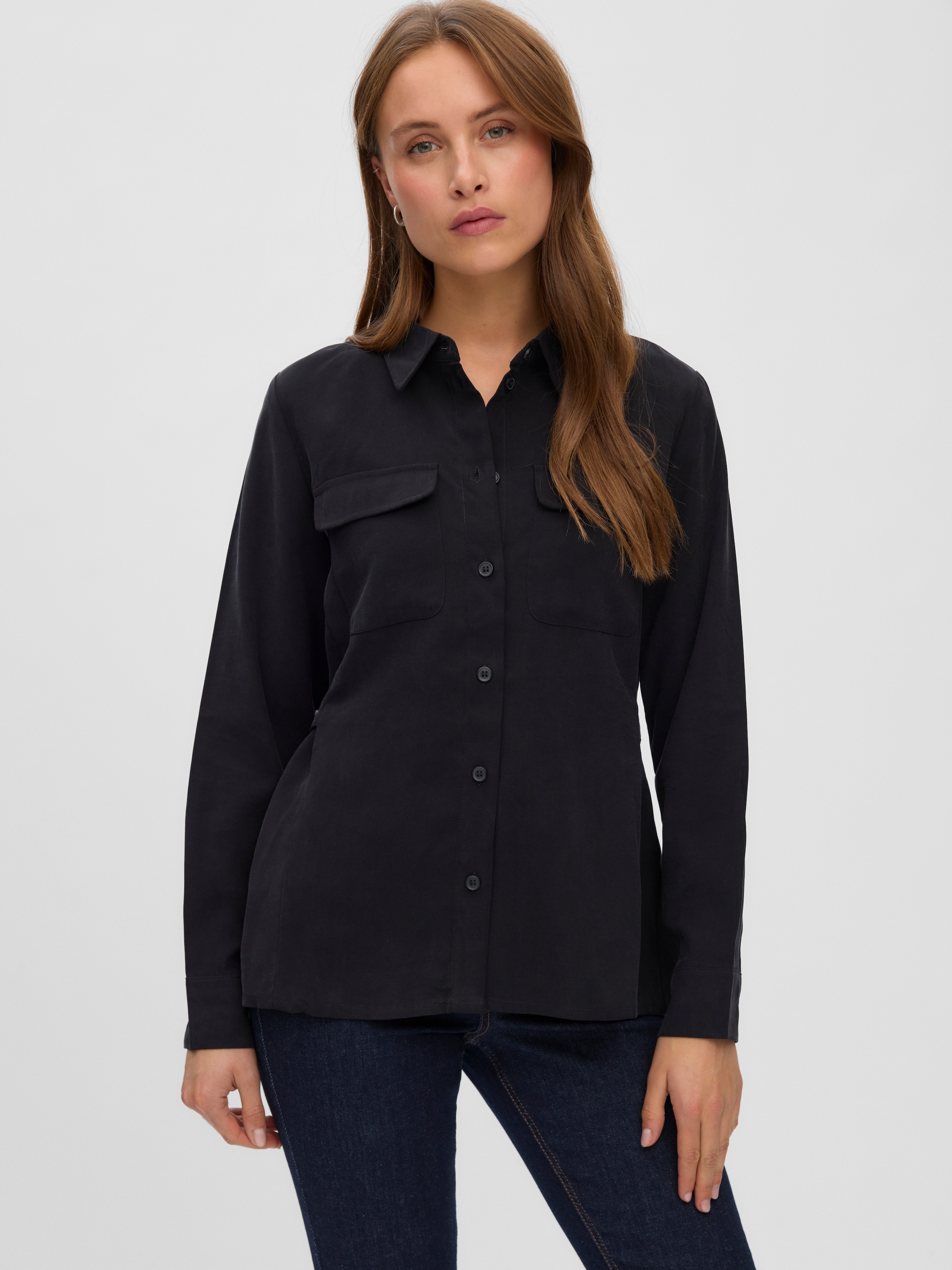 Image of Vero Moda Langarmbluse "VMELLIOT LS SHIRT WVN NOOS" Viskosemischung, regular fit