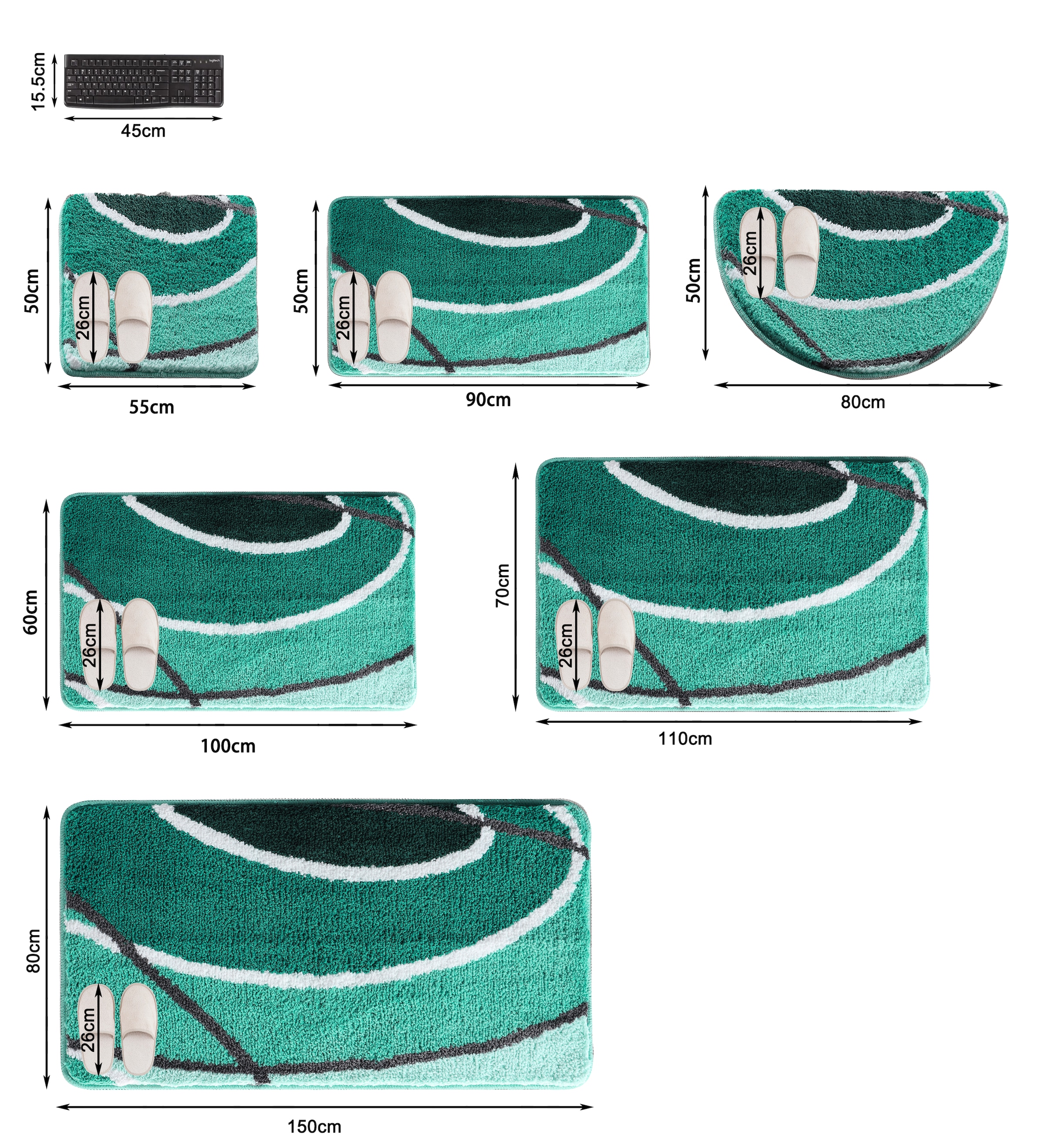 my home Badematte »Juna mit Muster, Badvorleger, Badezimmer Teppich, Duschvorleger« Höhe 20 mm rutschhemmend beschichtet strapazierfähig besonders weich, Design, Badematten, Badteppich