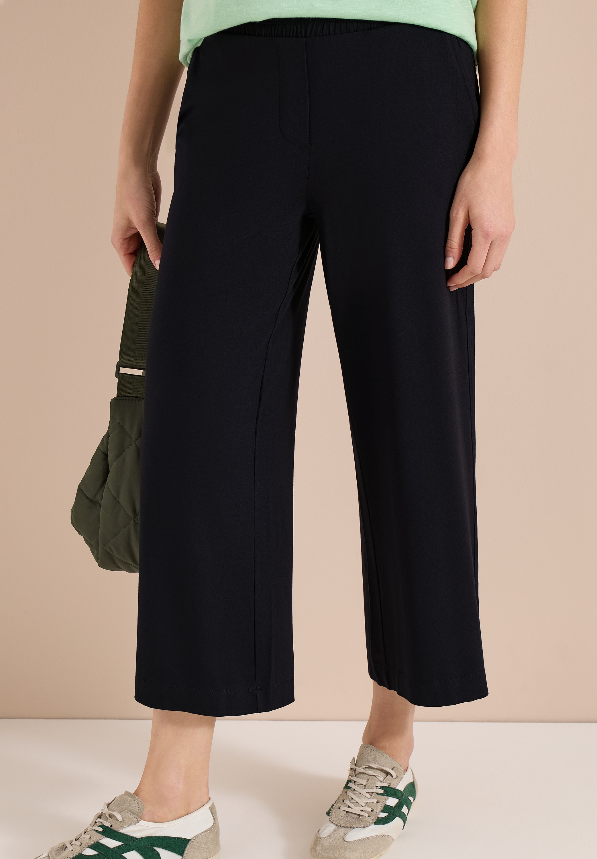 Image of Cecil Jerseyhose "Style Neele" mit elastischem Schlupfbund, High-Waist, Wide Leg