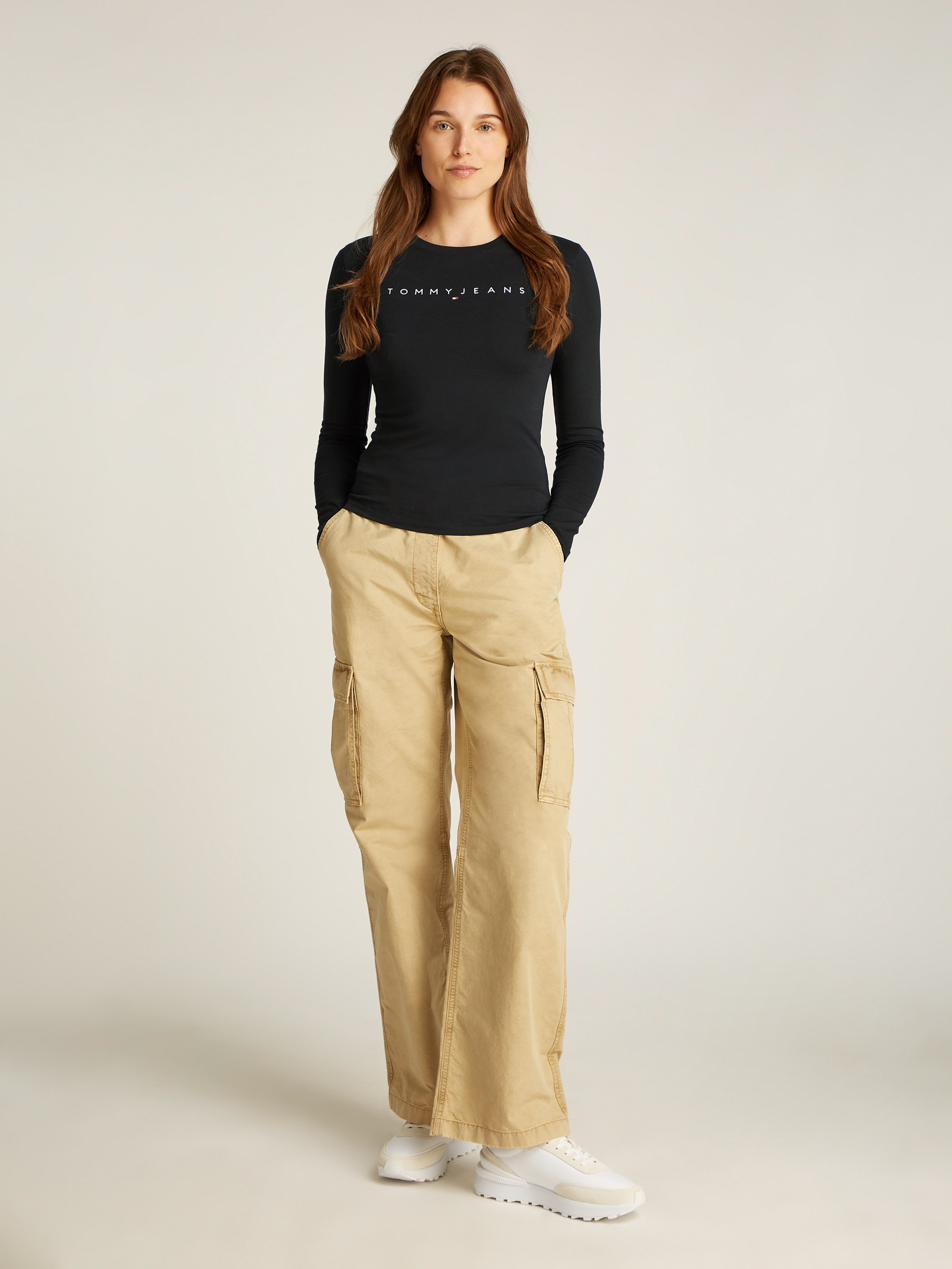 Tommy Jeans Curve Langarmshirt »TJW SLIM LINEAR TEE LS EXT«, Grosse Grössen