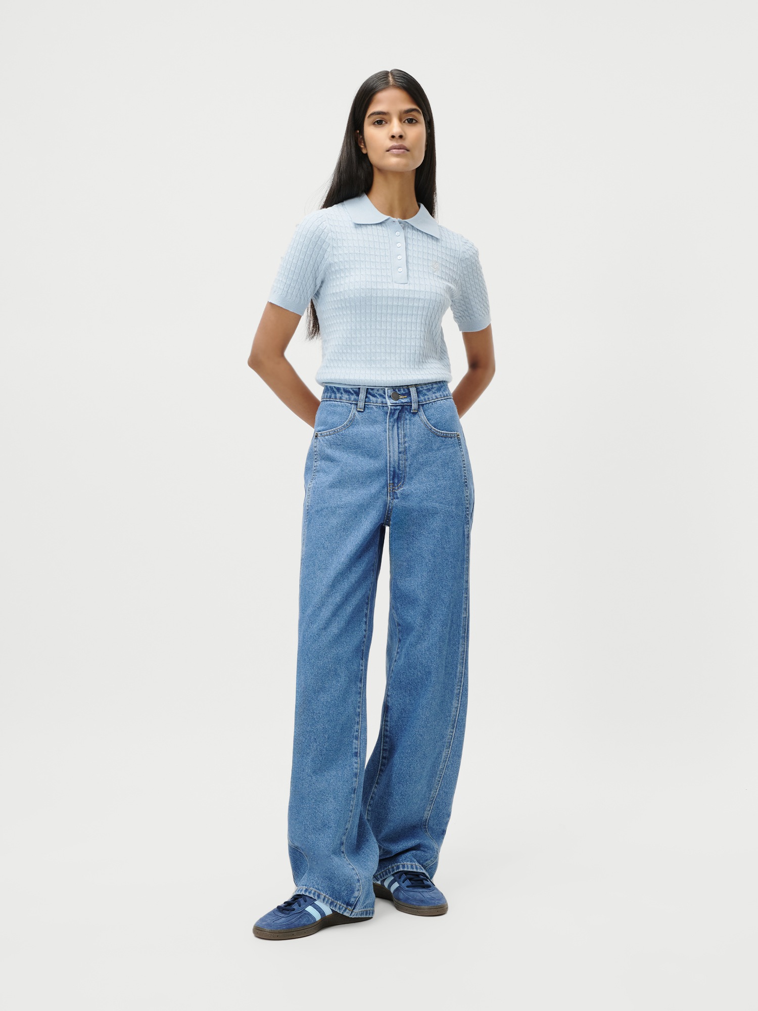 LeGer Poloshirt »Manolja, LeGer by Lena Gercke« mit Zopfmuster, Logostickerei