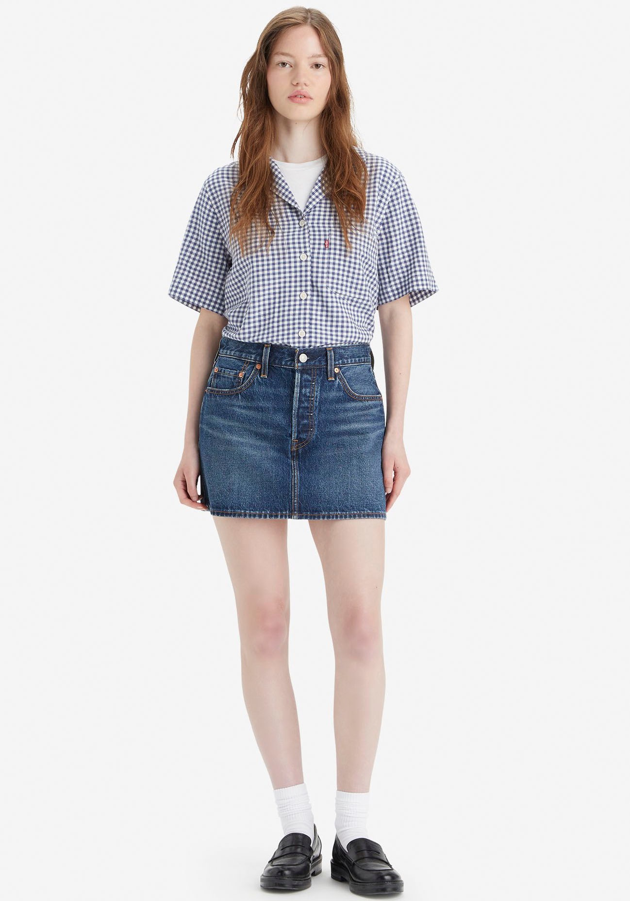 Levi's® Jeansrock »ICON SKIRT«, mit Used-Effekten und ausgefransten Kanten