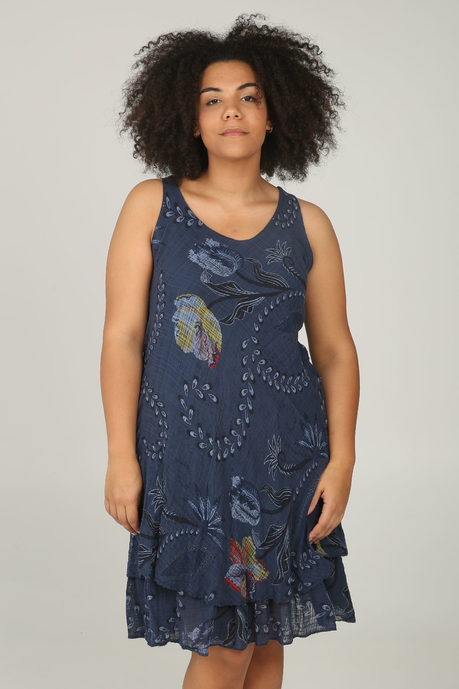 Maxikleid »Langes Kleid aus Leinengaze mit Blumenaufdruck«