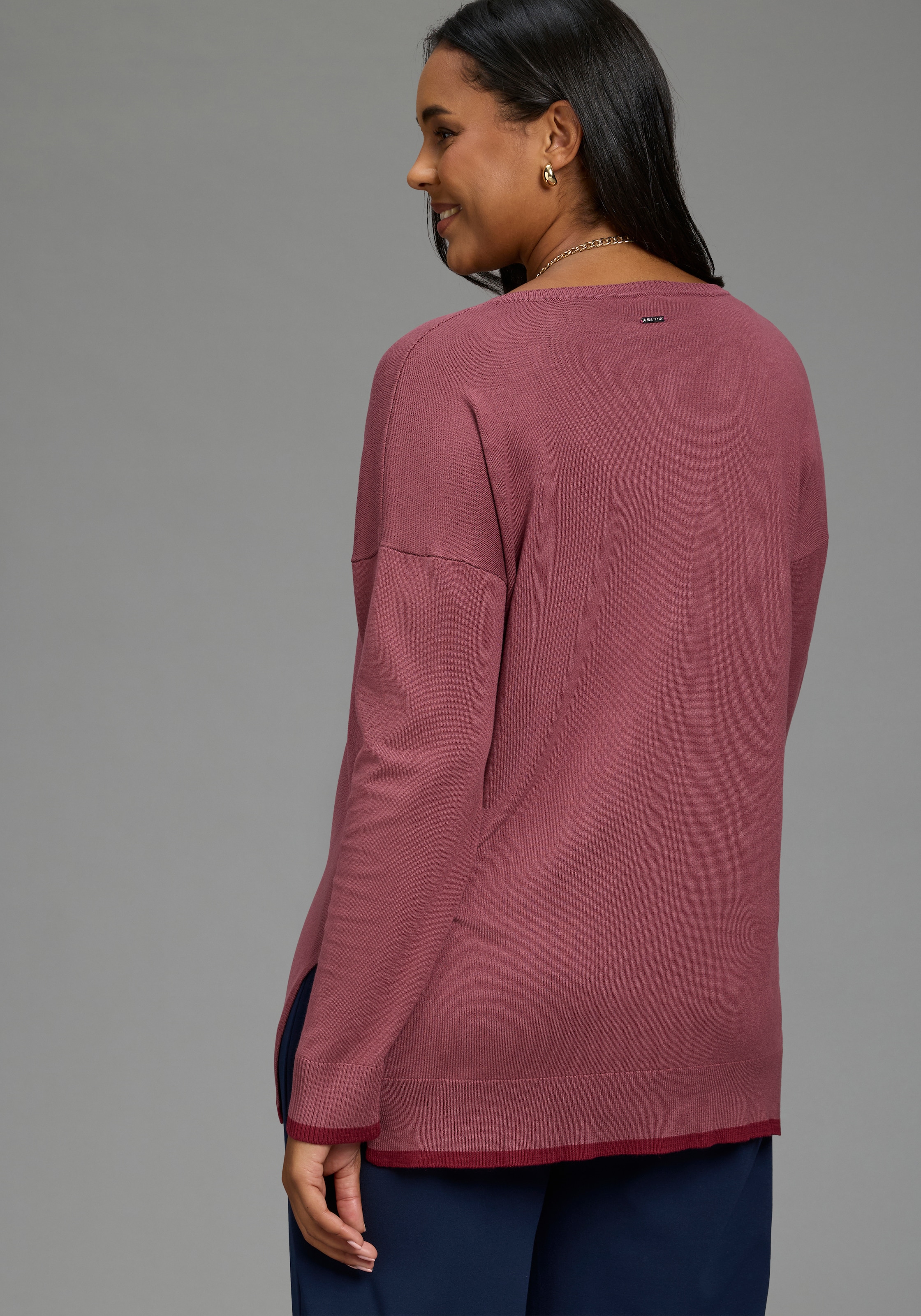 Laura Scott CURVE Pull en tricot »Grosse Grössen« en maille fine, avec profond décolleté en V, coupe fluide