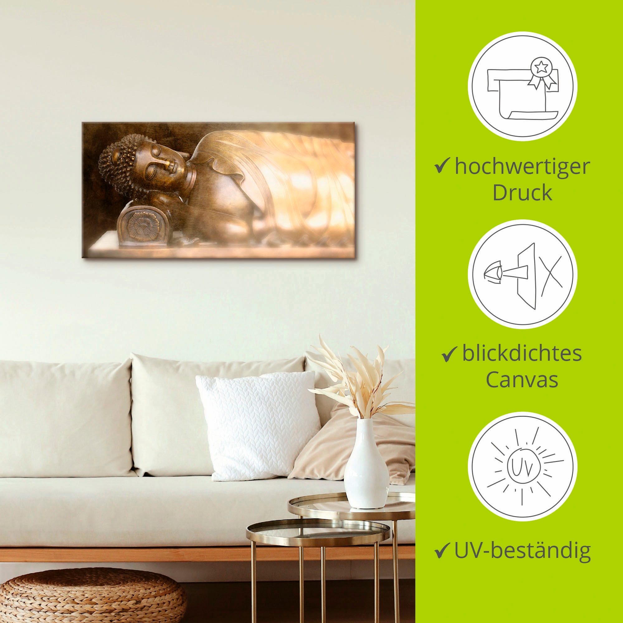 Artland Wandbild »Buddha«, Religion, (1 St.), als Leinwandbild, Wandaufkleber in verschied. Grössen