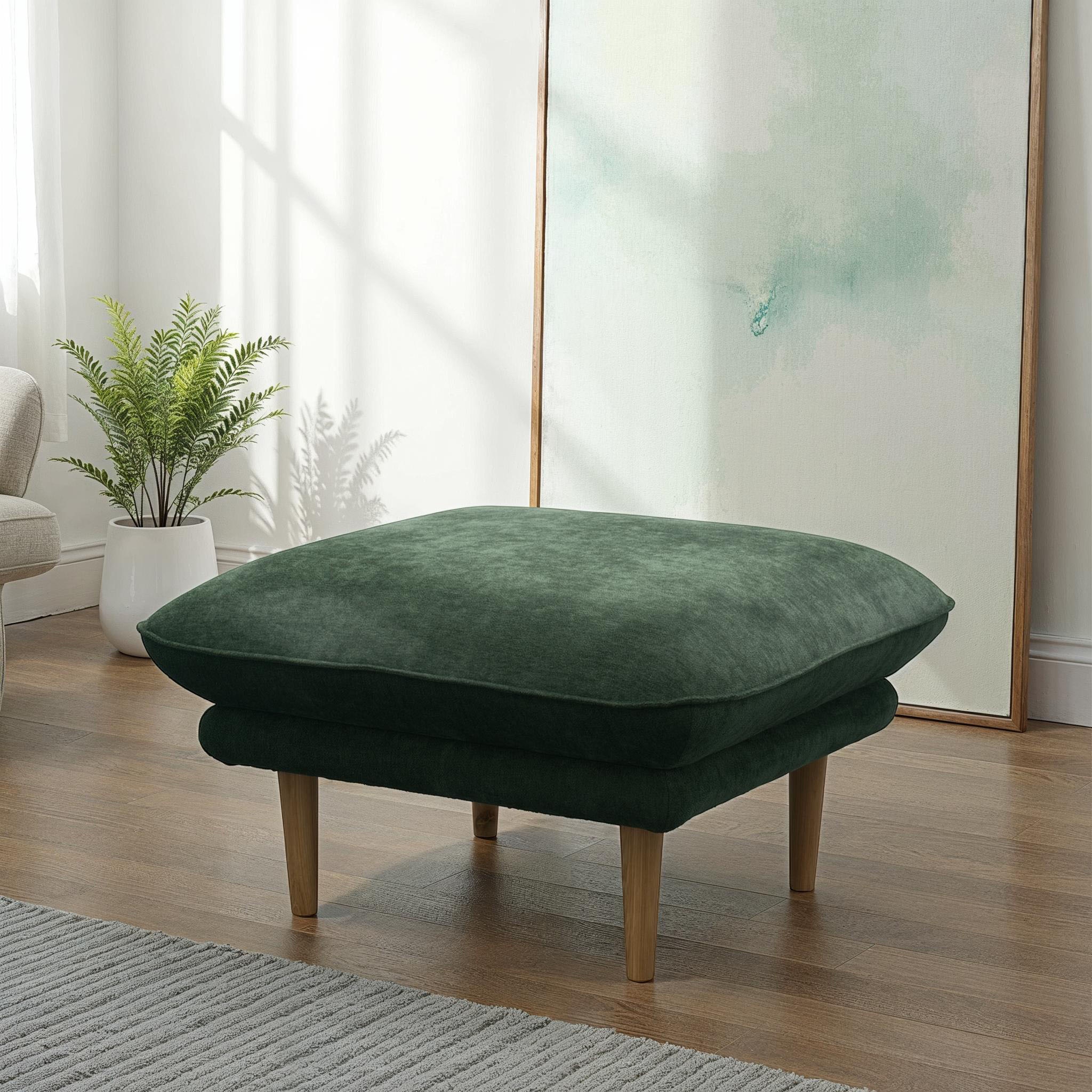 DOMO collection Hocker »Leuven« angenehm feste Polsterung, bodenfrei, 19 cm hohe Holzfüsse