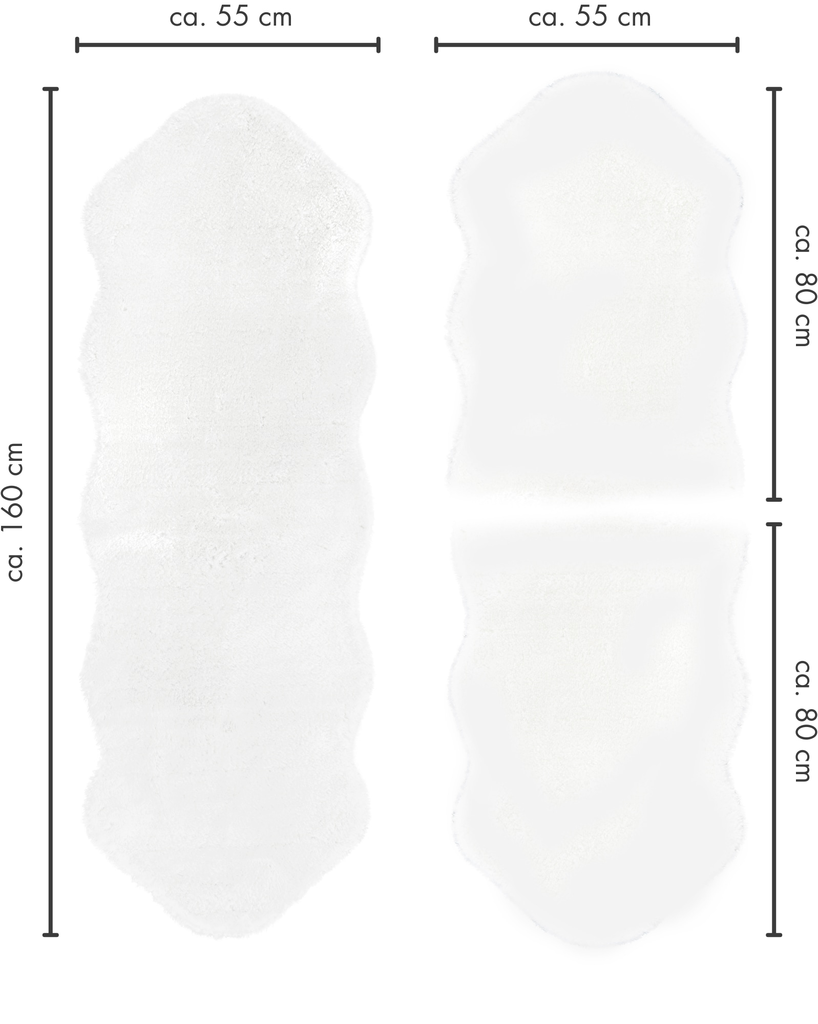 Andiamo Bettumrandung »Bettvorleger Lamm Fellimitat«, (3 tlg.), Kunstfell, sehr weicher Flor, waschbar, Bettvorleger, Läufer-Set