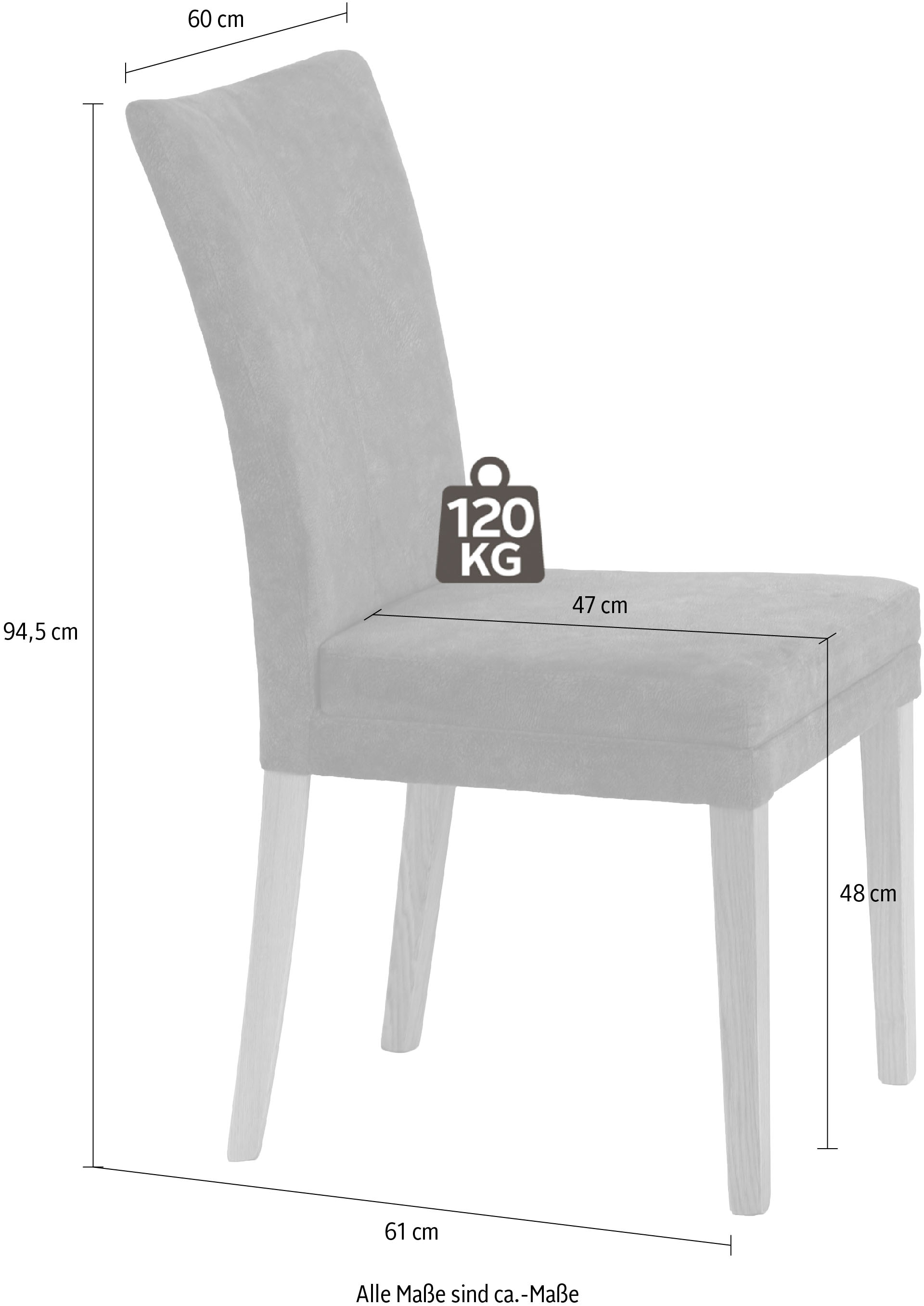 Home affaire Chaise de salle à manger »Aspen Polsterstuhl« (Set) 2 cuisMassivholzgestell, in vielen Bezugsqualitäten Landhaus