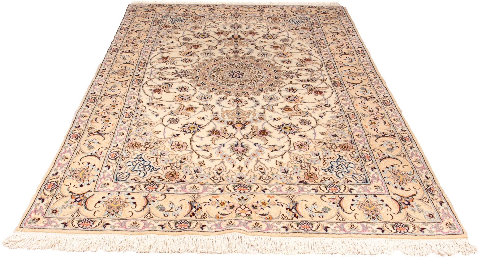 Image of morgenland Orientteppich »Perser - Nain - Royal - 256 x 157 cm - beige«, rechteckig, 10 mm Höhe, Wohnzimmer, Handgeknüpft, Einzelstück mit Zertifikat bei Ackermann Versand Schweiz