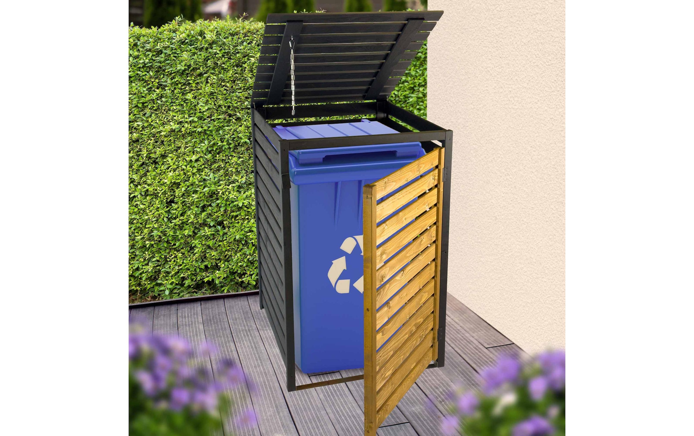 dobar Coffre à poubelles »240 L« Bausatz aus Fichtenholz für Mülltonnen