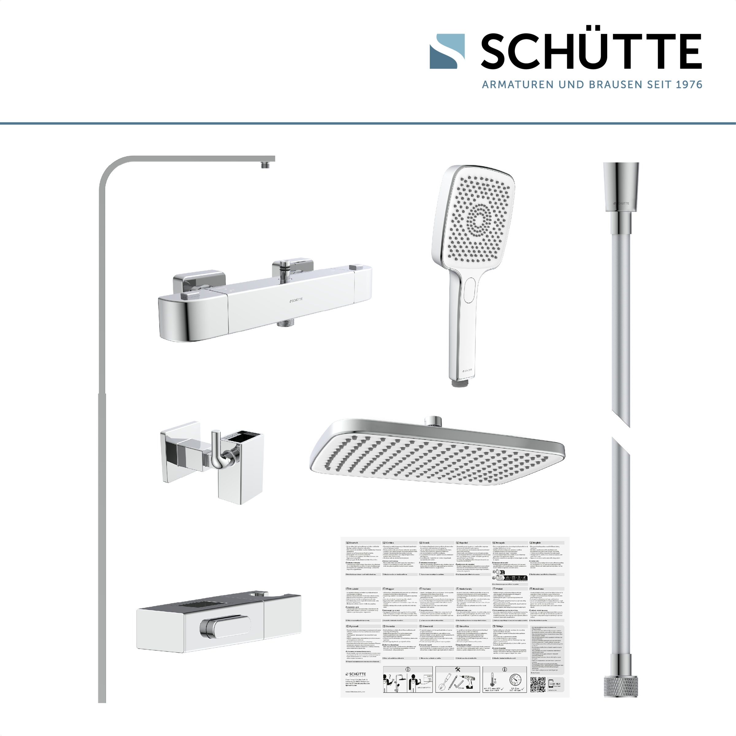 Schütte Duschsystem »GRAN CANARIA« Komplett-Set,  Regendusche 30x20 cm, Umsteller, Antikalk, 3 Strahlarten, Thermostat