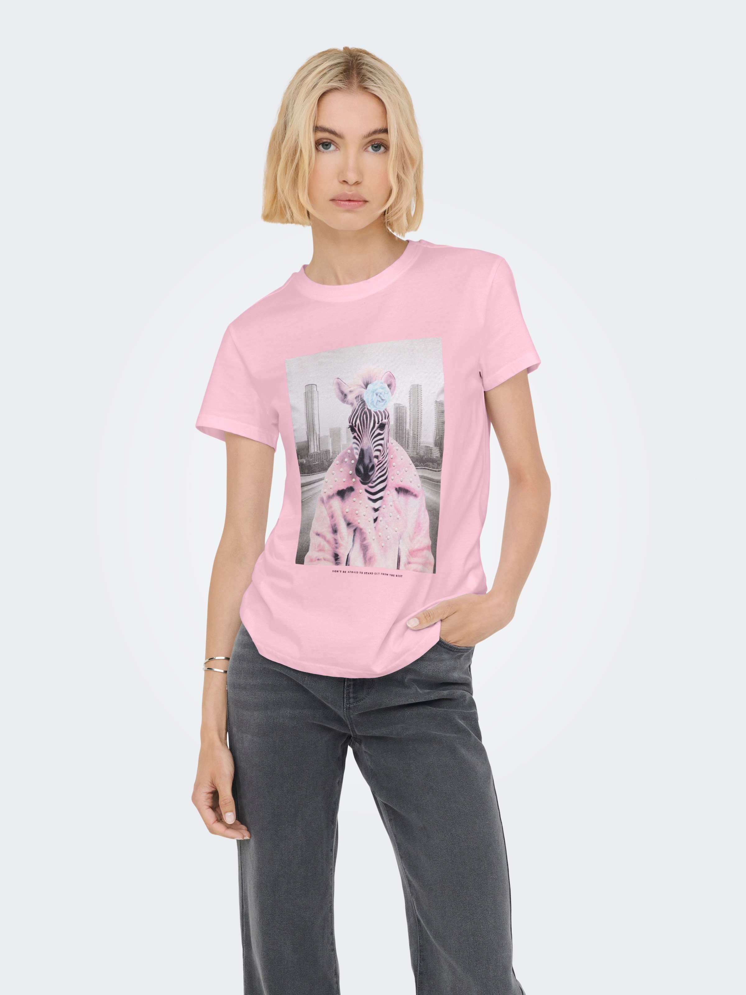 ONLY Kurzarmshirt »ONLVIBE LIFE S/S GLASSES TOP BOX JRS« Baumwolle, regular fit, Rundhals
