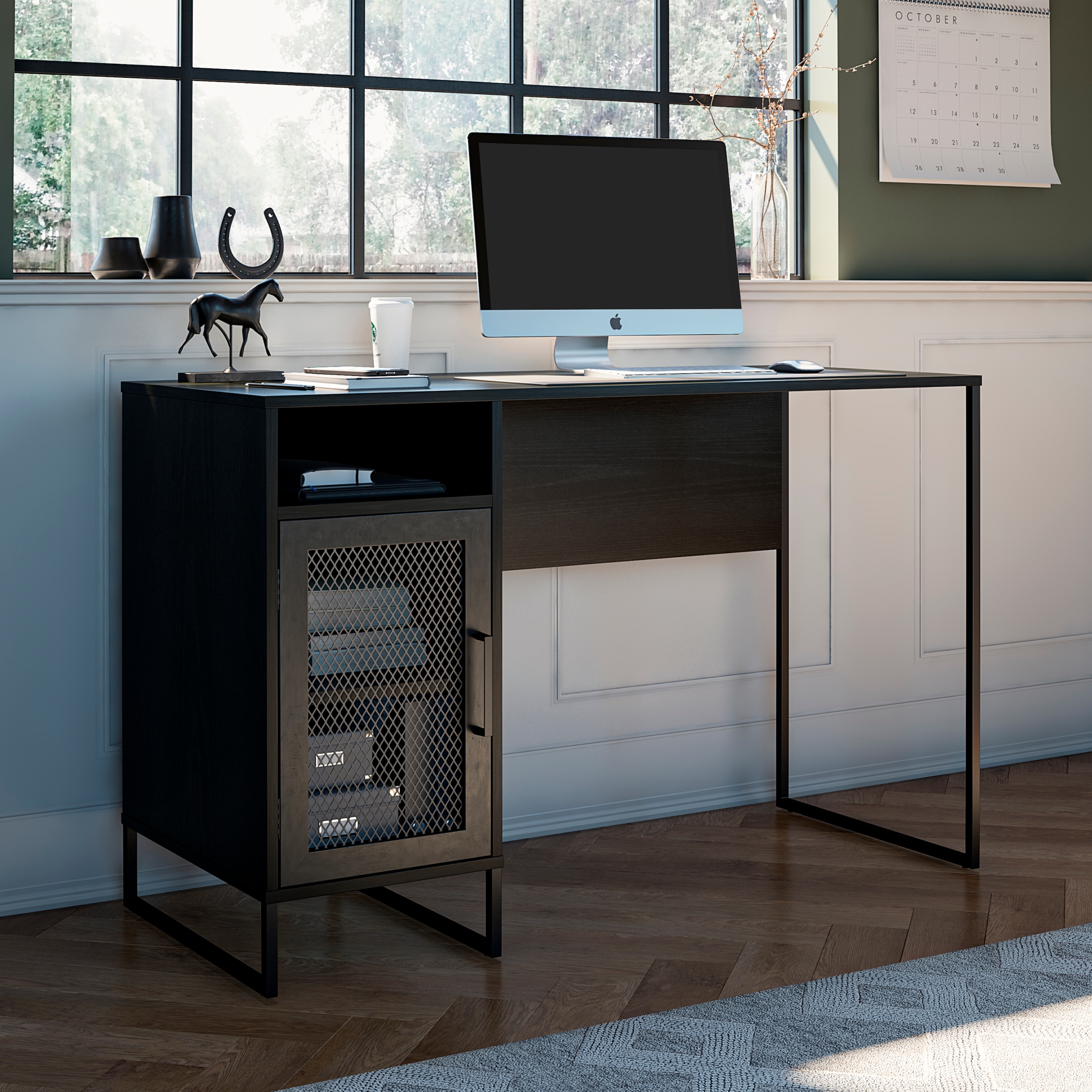 Dorel Home Schreibtisch »Purdue«, (1 St.), Tür mit Magnetverschluss, Gestell aus Metall, Höhe 76,5 cm