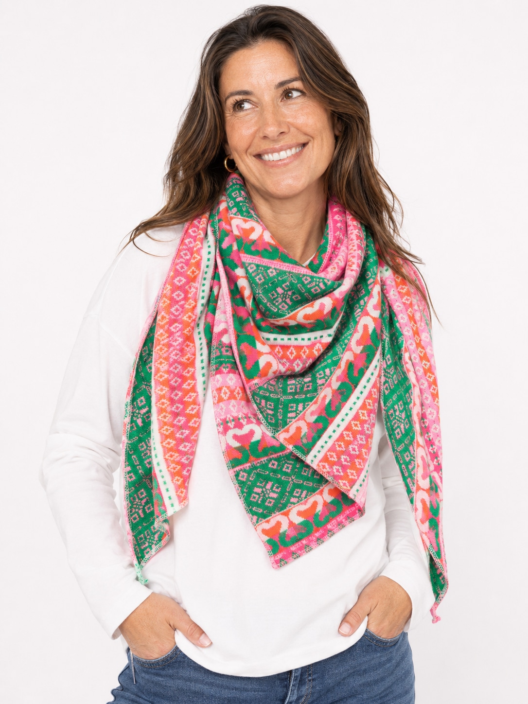 Zwillingsherz Foulard triangulaire »"Maralda"« motif coloré, chaud, tricot