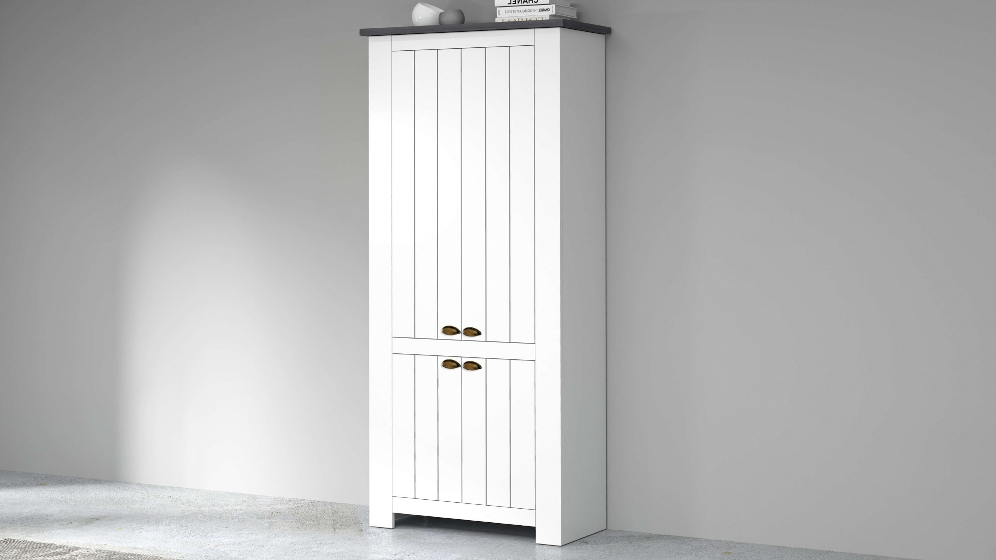 Image of Home affaire Schuhschrank "FIGO, Made in Italy – Schuhkommode,Schuhregal für ca. 40 Paar Schuhe" 1 Stk. tlg. 4-Türig, Siebdruck-dekorative Fräsungen, 10 Fächer, Höhe 200 cm