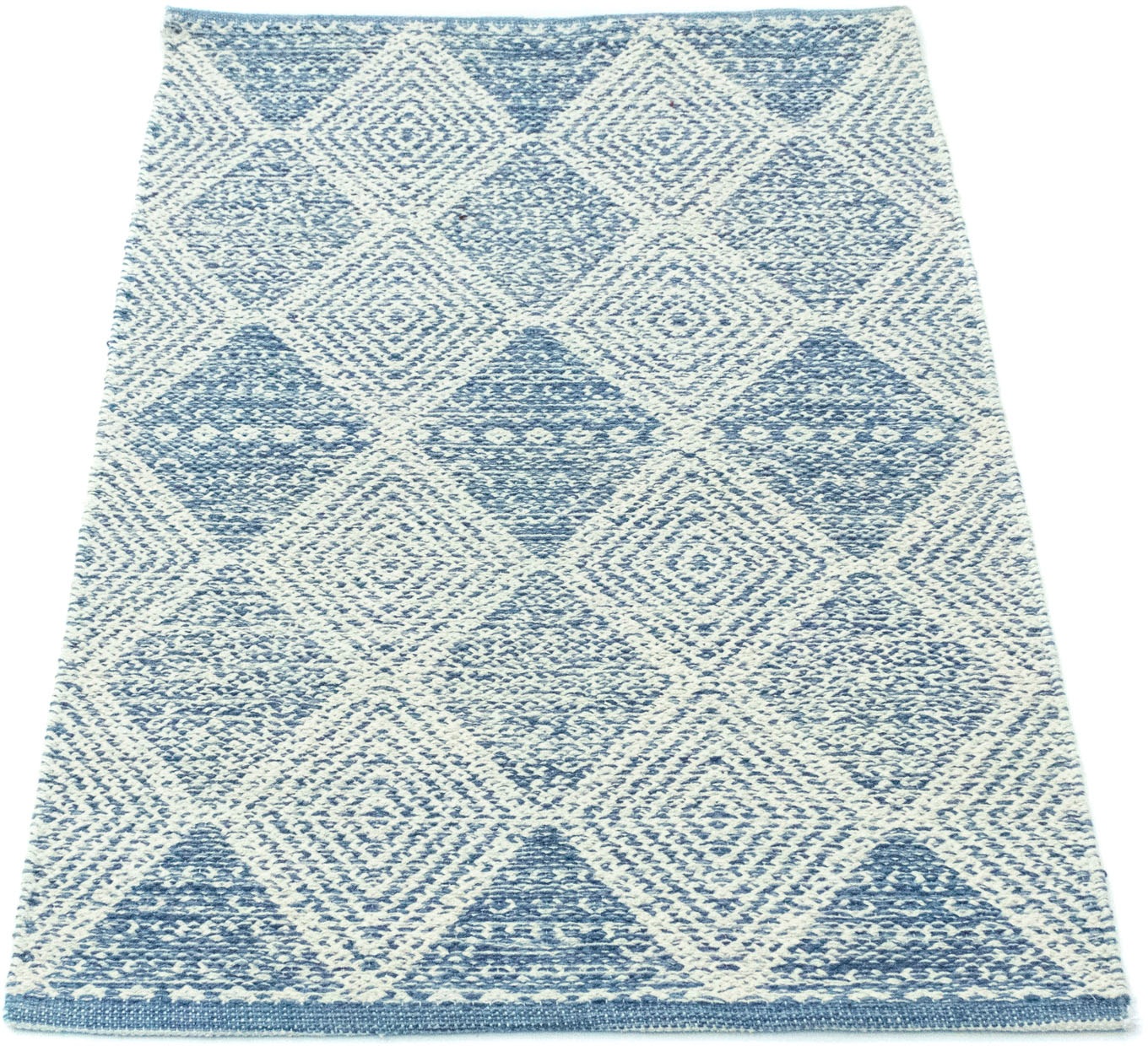 morgenland Wollteppich »Kelim Teppich handgewebt blau«, rechteckig, 6 mm Höhe, Kurzflor