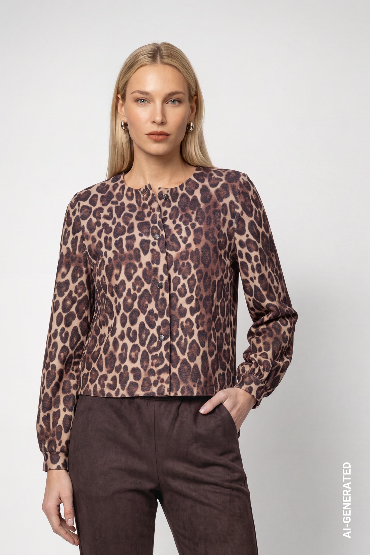 Image of Monari Blusenjacke "Jacke Leo allover" ohne Kapuze Regular fit mit Leomuster