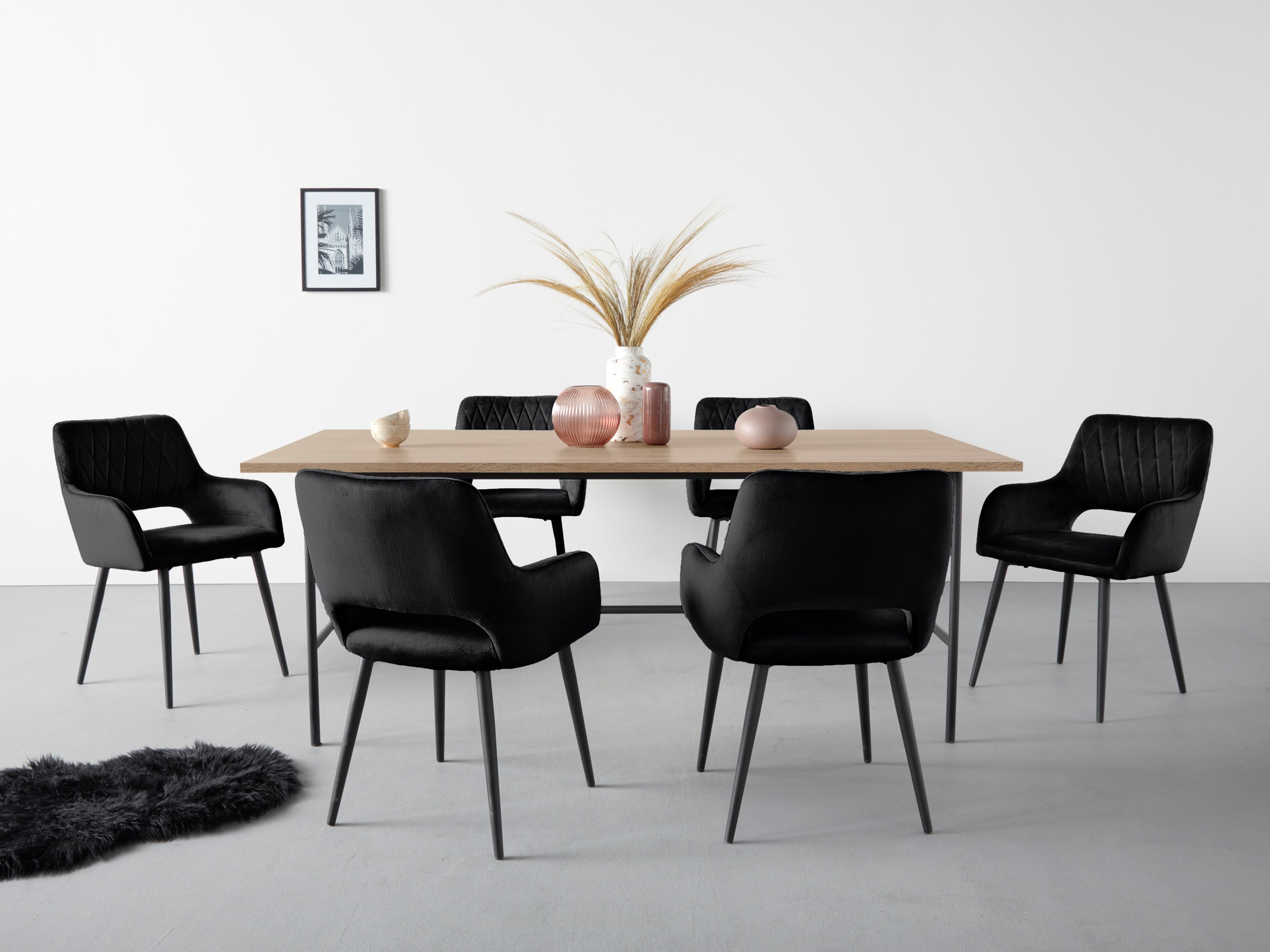 Leonique Esszimmerstuhl »Franca«, (Set), 2 St., Veloursstoff, Sitz in Samtvelours, Rückenlehne mit Rautensteppung, Sitzhöhe 48 cm