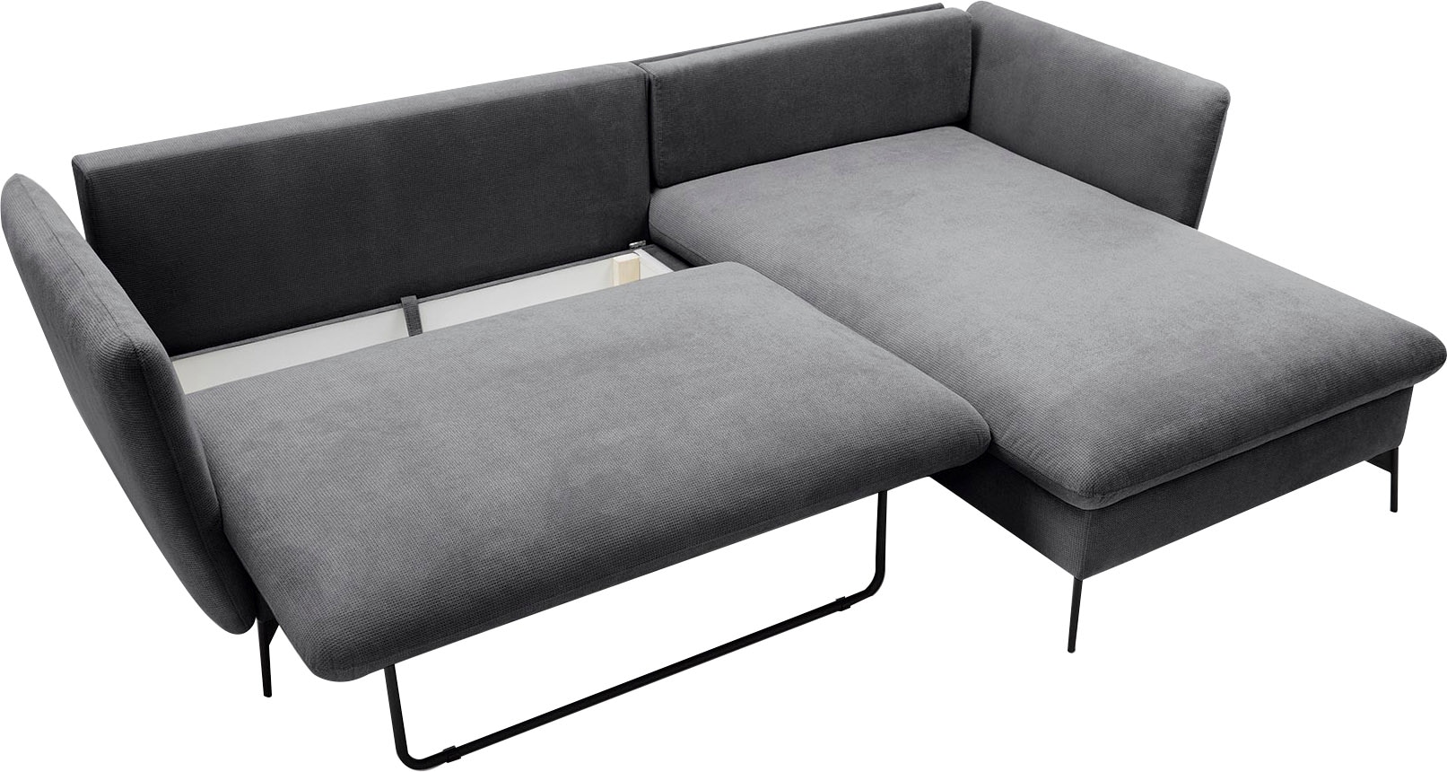 GOODproduct Canapé d'angle »LIVORNO,258 cm, L-Form,« Schlaffunktion u. Bettkasten (139/224cm), Samt, Struktur, Webstoff