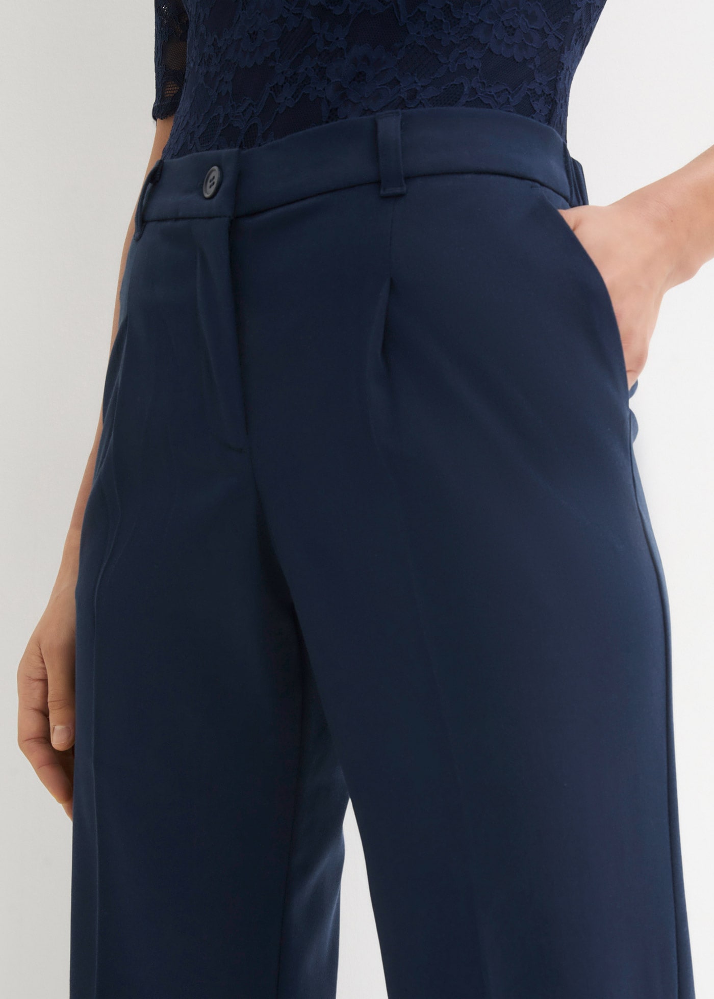 bonprix Pantalon marlène »Marlenehose«  weite Hose, mit Bügelfalte und Umschlagsaum, lockere Passform