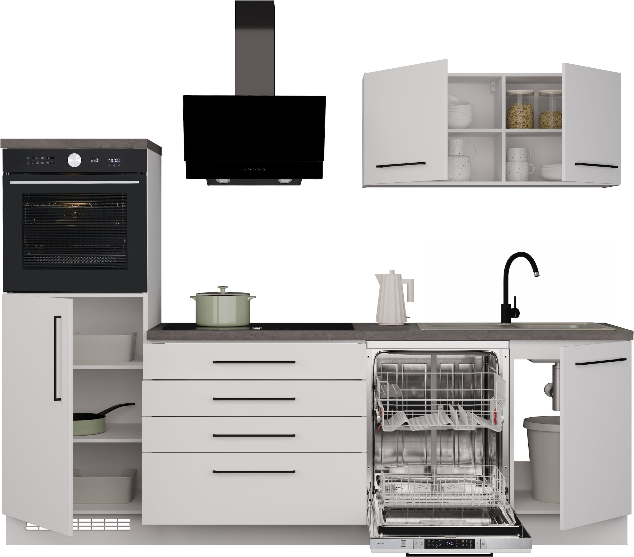 KOCHSTATION Kitchenette »KS-Nova« largeur 260 cm, au choix avec appareils Hanseatic-E