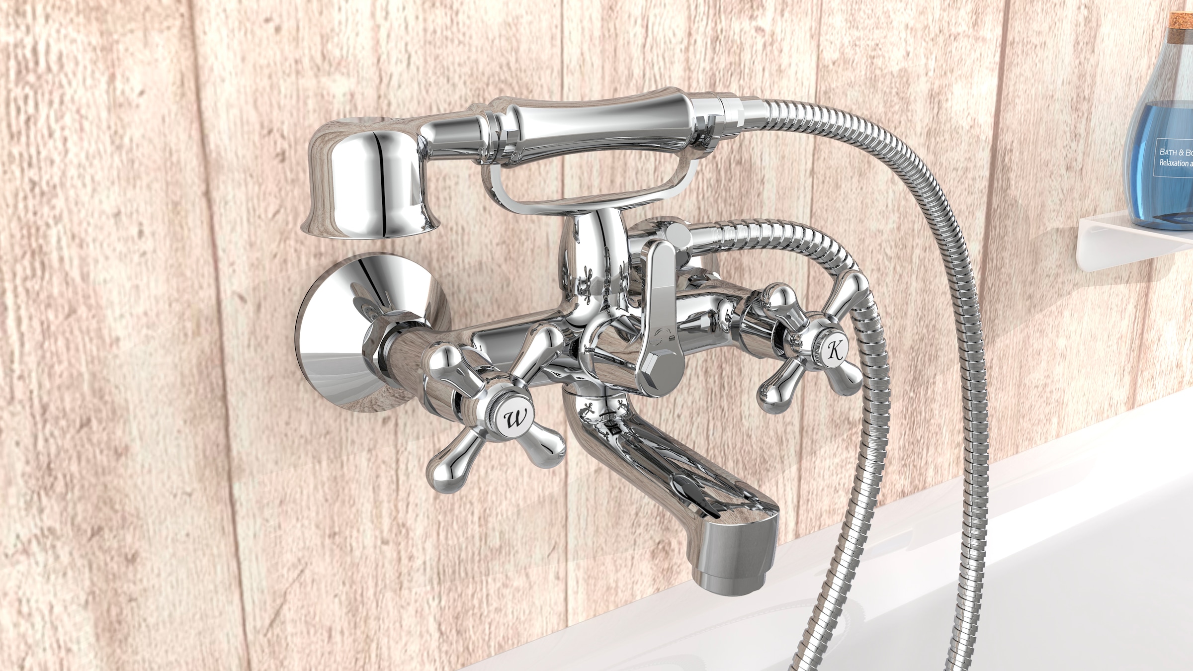 Schütte Robinetterie de baignoire »Elk« Ensemble,  mitigeur baignoire, robinet de bain avec douchette, chrome