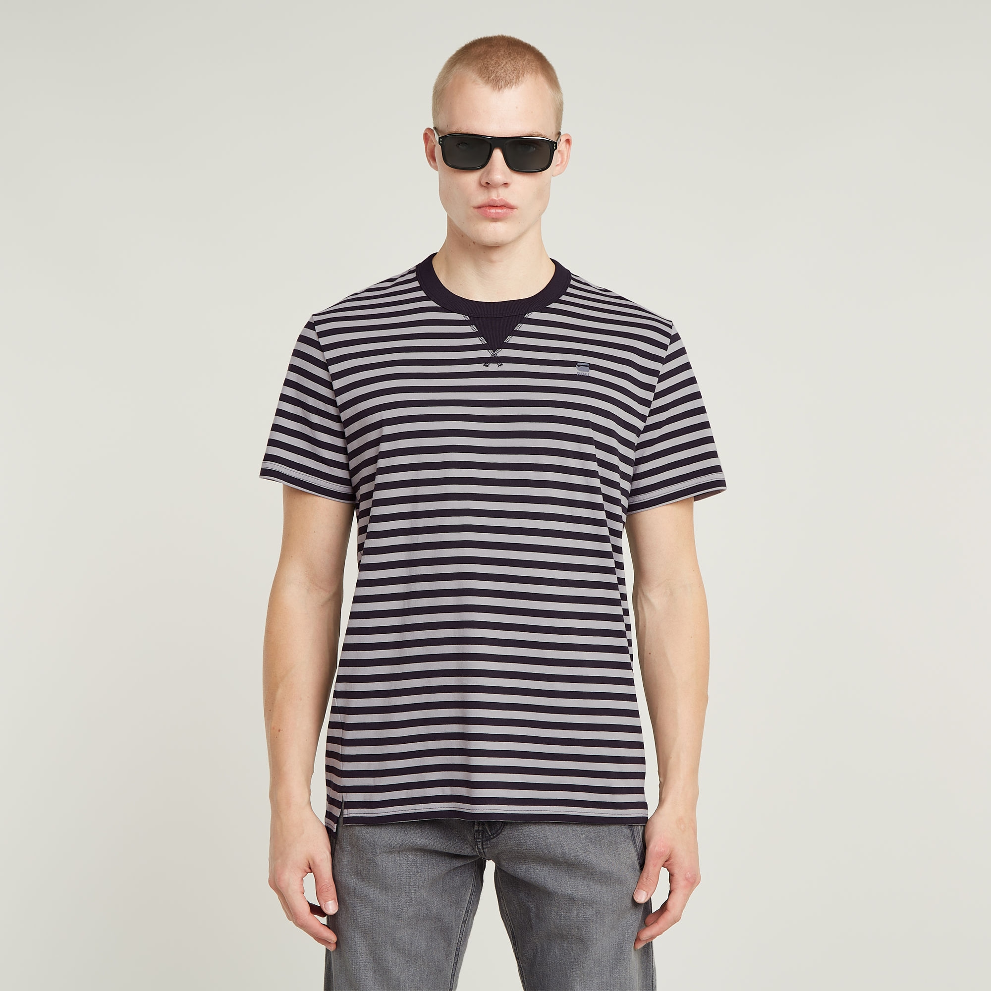 Image of G-STAR T-Shirt "Nifous Stripe" mit geripptem Einsatz vorne