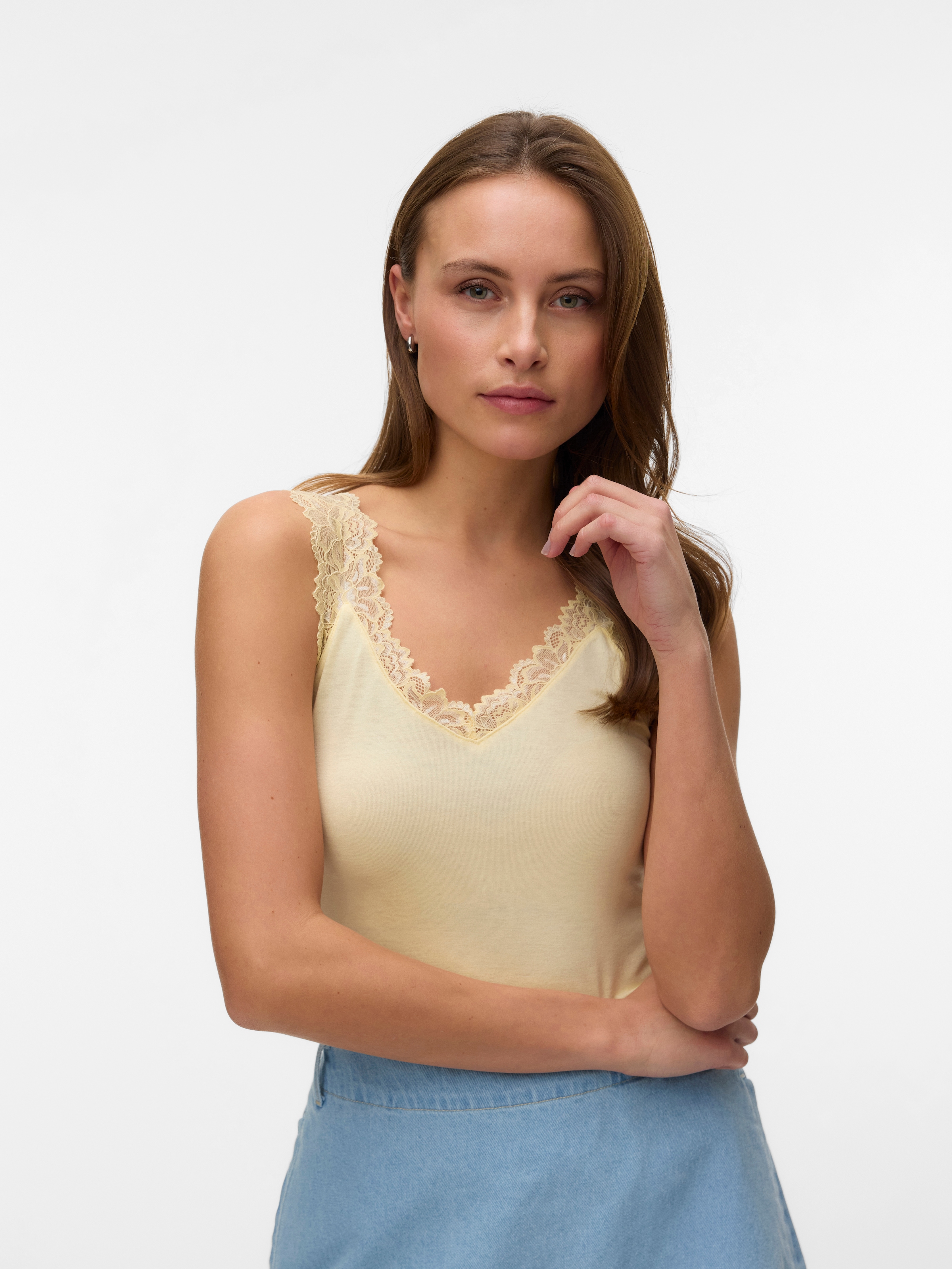 Image of Vero Moda Spitzentop "VMROSA SL TOP JRS NOOS" Viskosemischung