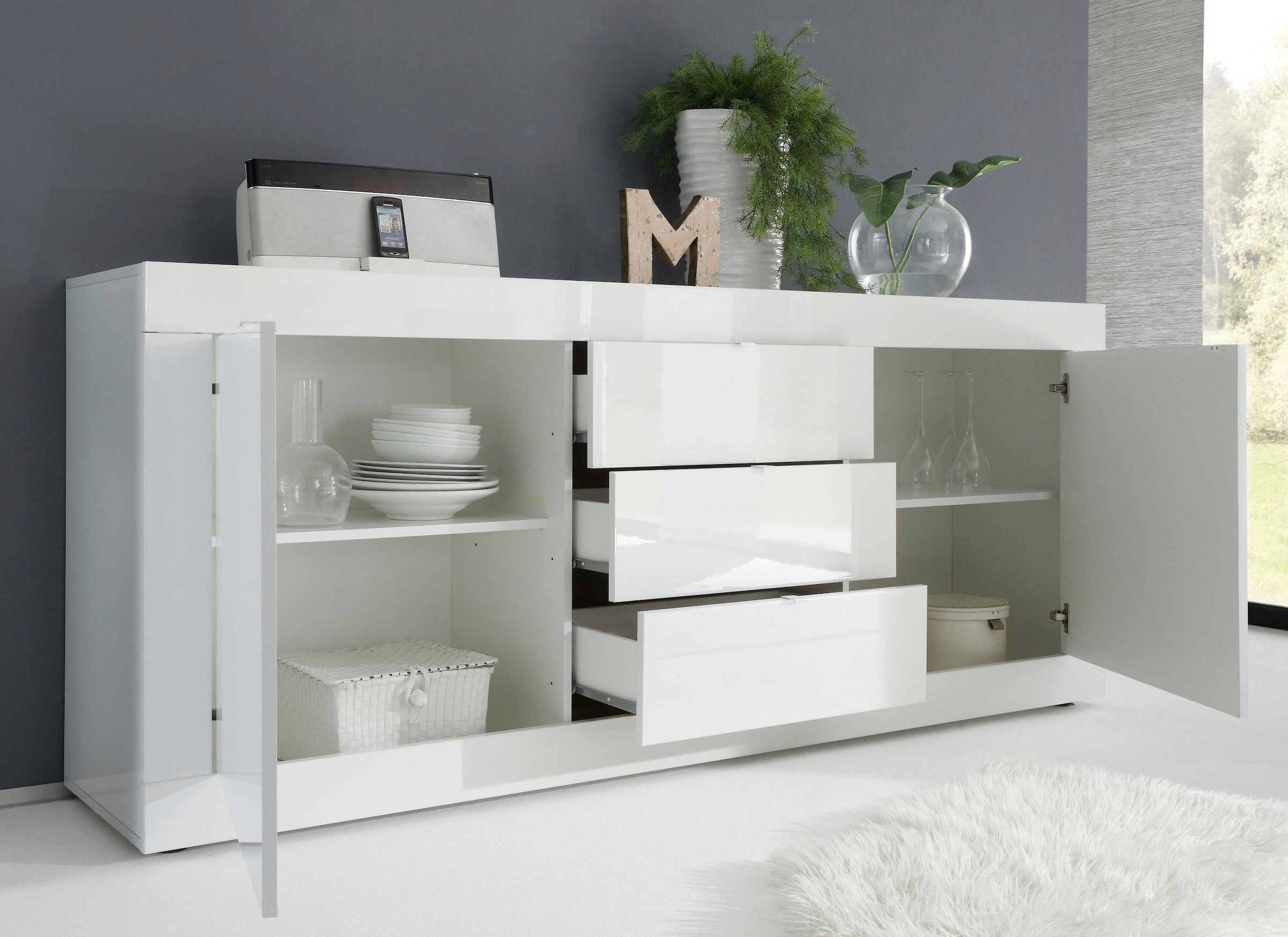 INOSIGN Sideboard »Basic Breite 210 cm, Kommode 2 Türen, 3 Schubkästen, Anrichte,«, Metallgriff, moderne Rahmenoptik, viel Stauraum, Farbauswahl