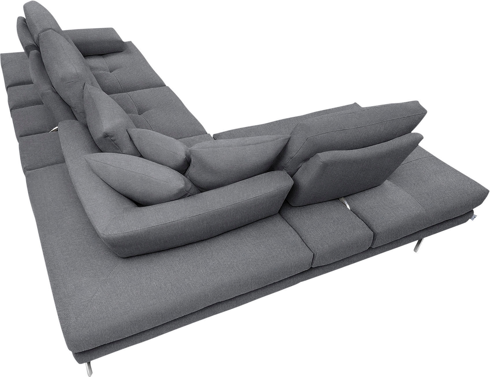 CALIA ITALIA Ecksofa »Toby Wing, L-Form, Designsofa mit sensationellem Sitzkomfort« Sitztiefenverstell.,wahlw. mit Kissen-Set, Füsse chrom glänzend