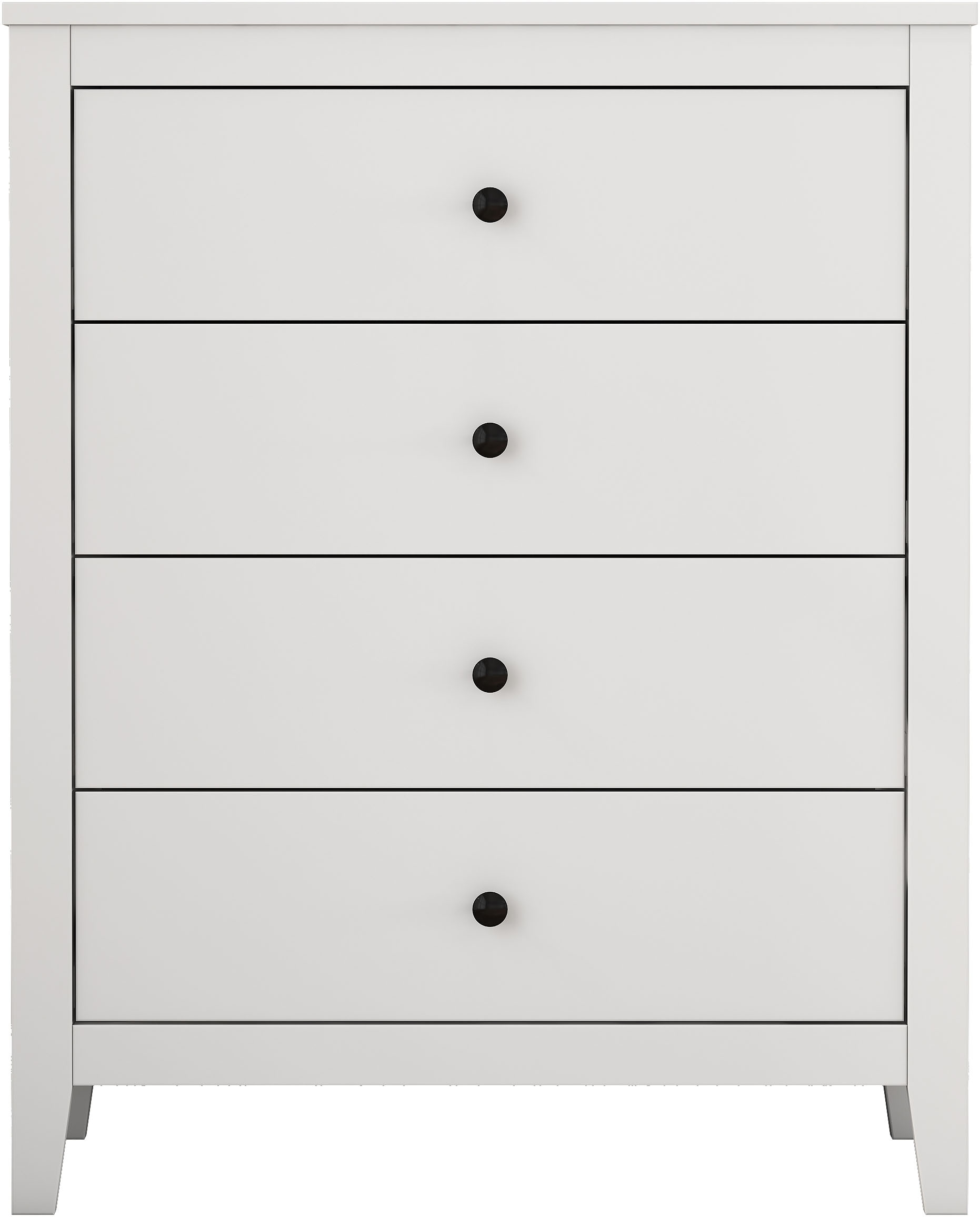 GOODproduct Commode à tiroirs »Borkum Sideboard mit 4 Schubladen Bestseller Landhaus weiss« hochwertige schwarze Griffe aus Metall, 