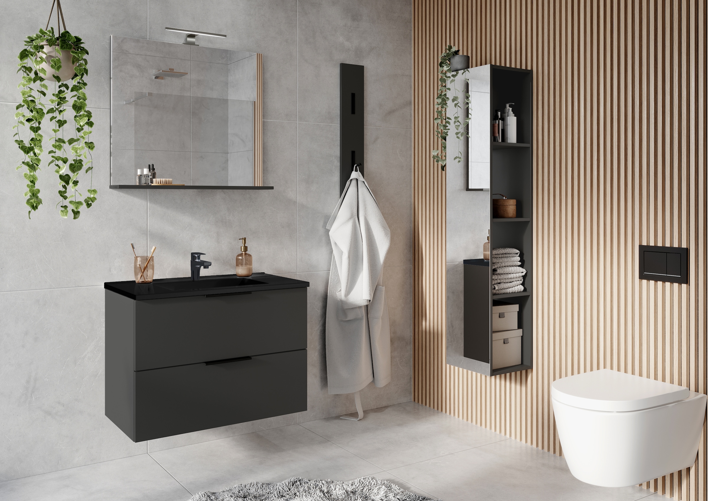 GERMANIA Waschtisch »Crandon«, inkl. Mineralguss-Becken in weiss oder schwarz, mit 2 Schubladen