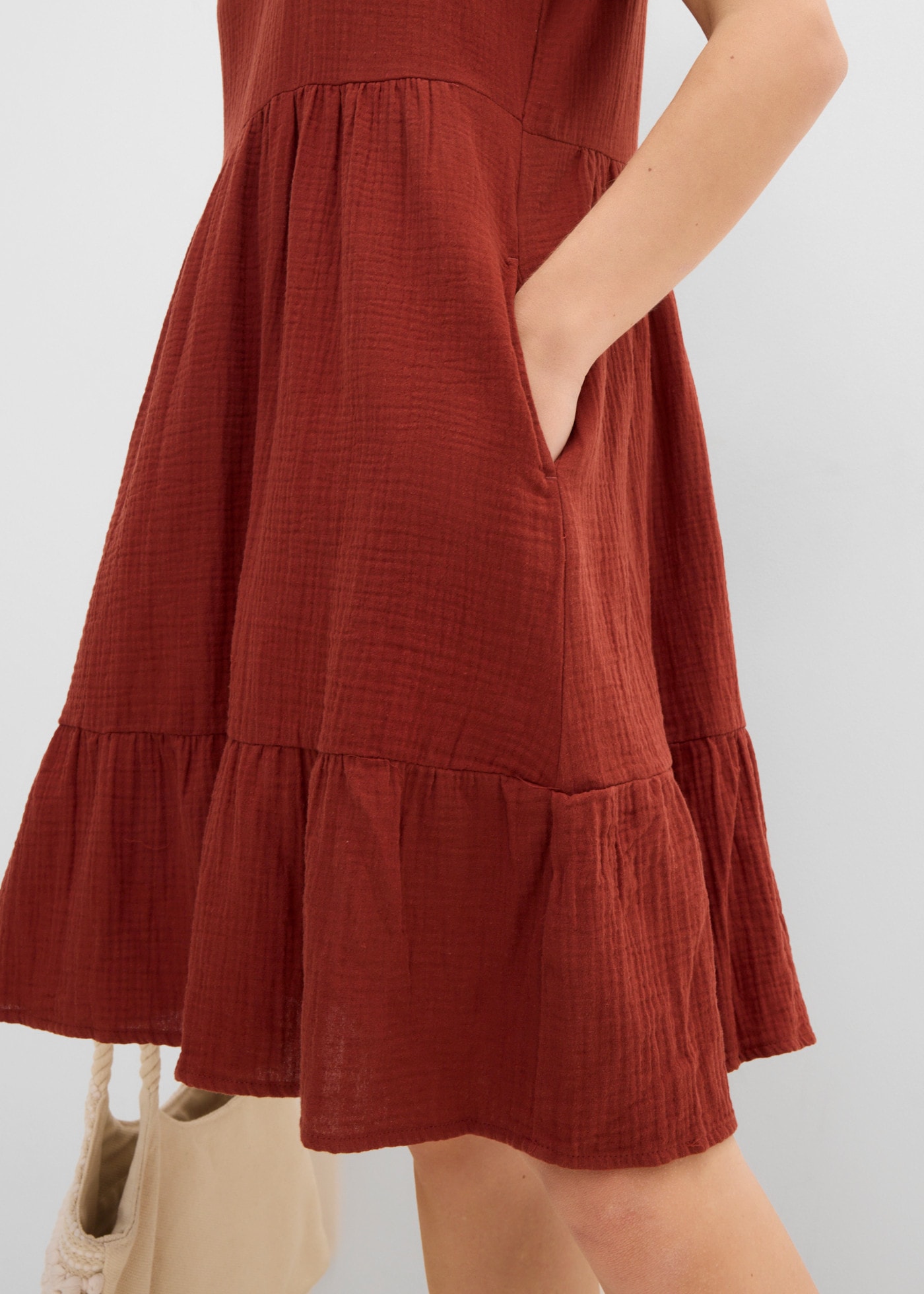 bonprix Robe en sweat für entspannten Look, Oversized-Kleid, aus Musselin, aus Baumwolle