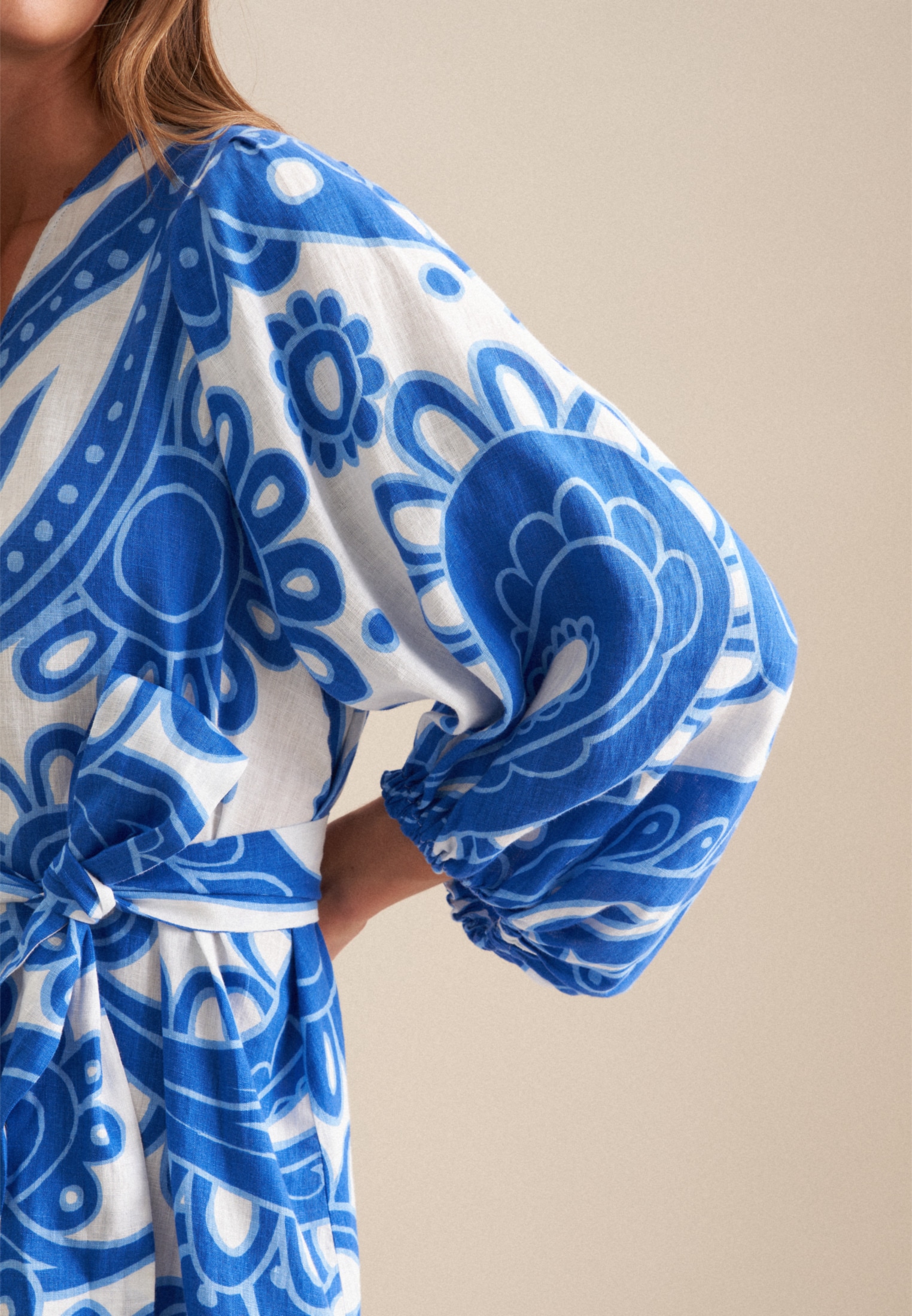 seidensticker Sommerkleid »Schwarze Rose« 3/4 V-Neck Paisley