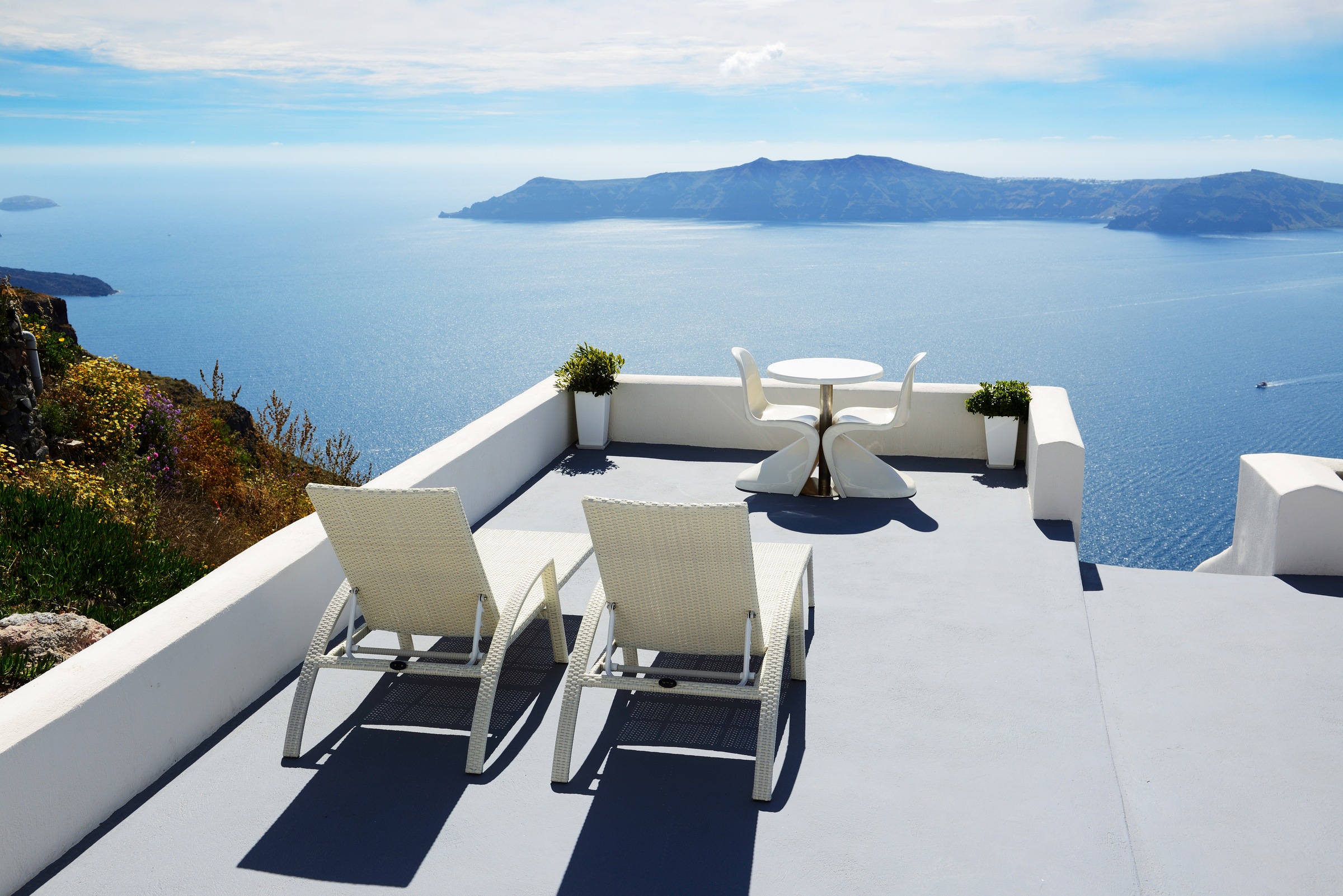 Image of Papermoon Fototapete "Sea View Terrace in Santorini" glatt