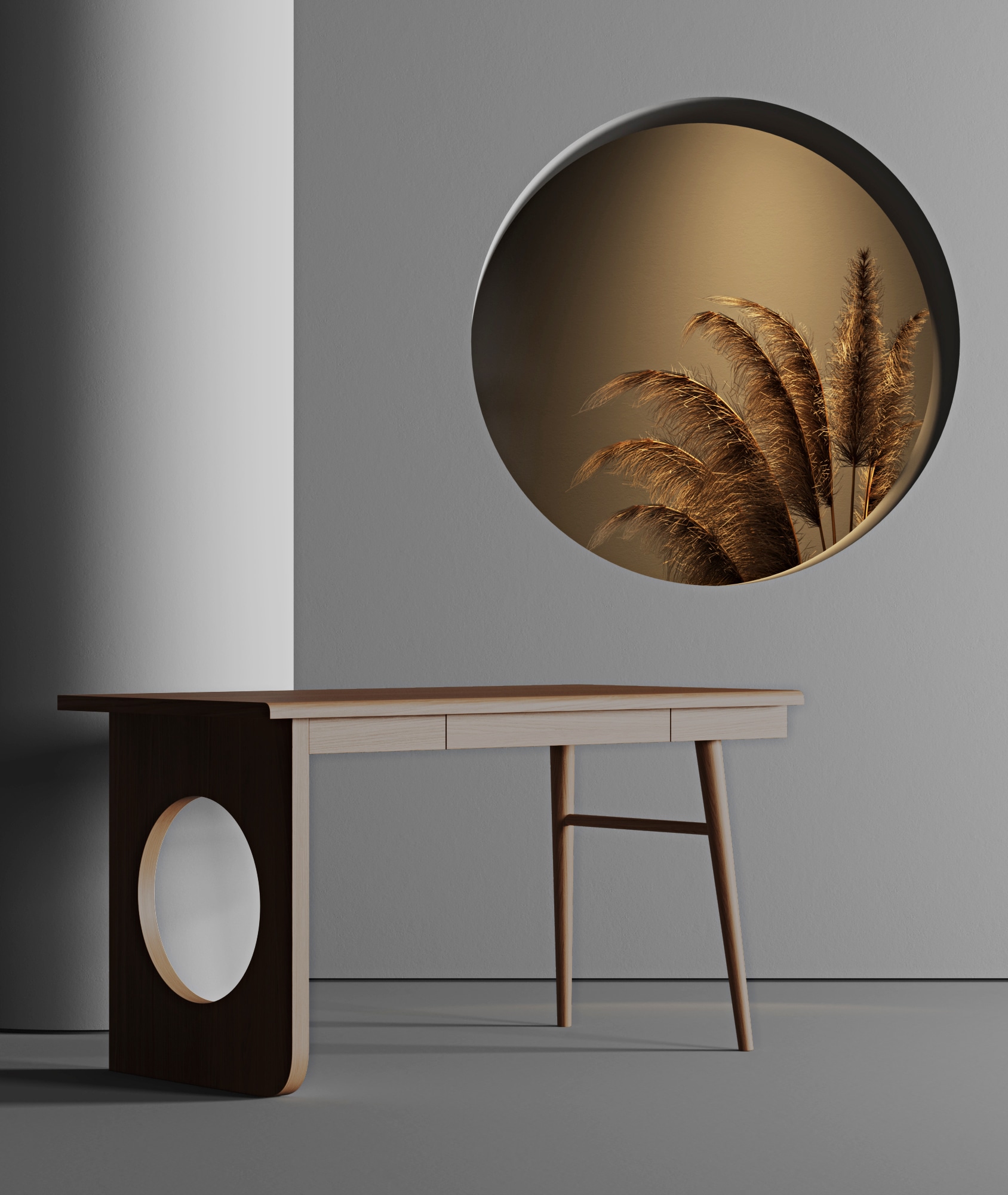 Image of Woodman Schreibtisch "Bau" edles Holzfurnier aus Nussbaum, Breite 140 cm, FSC