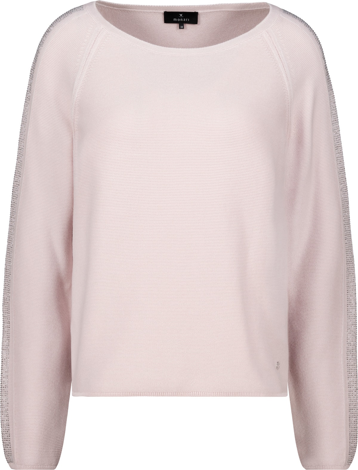 Monari Pull à col rond »Pullover Basic Schmuck« Coupe régulière avec éléments décoratifs