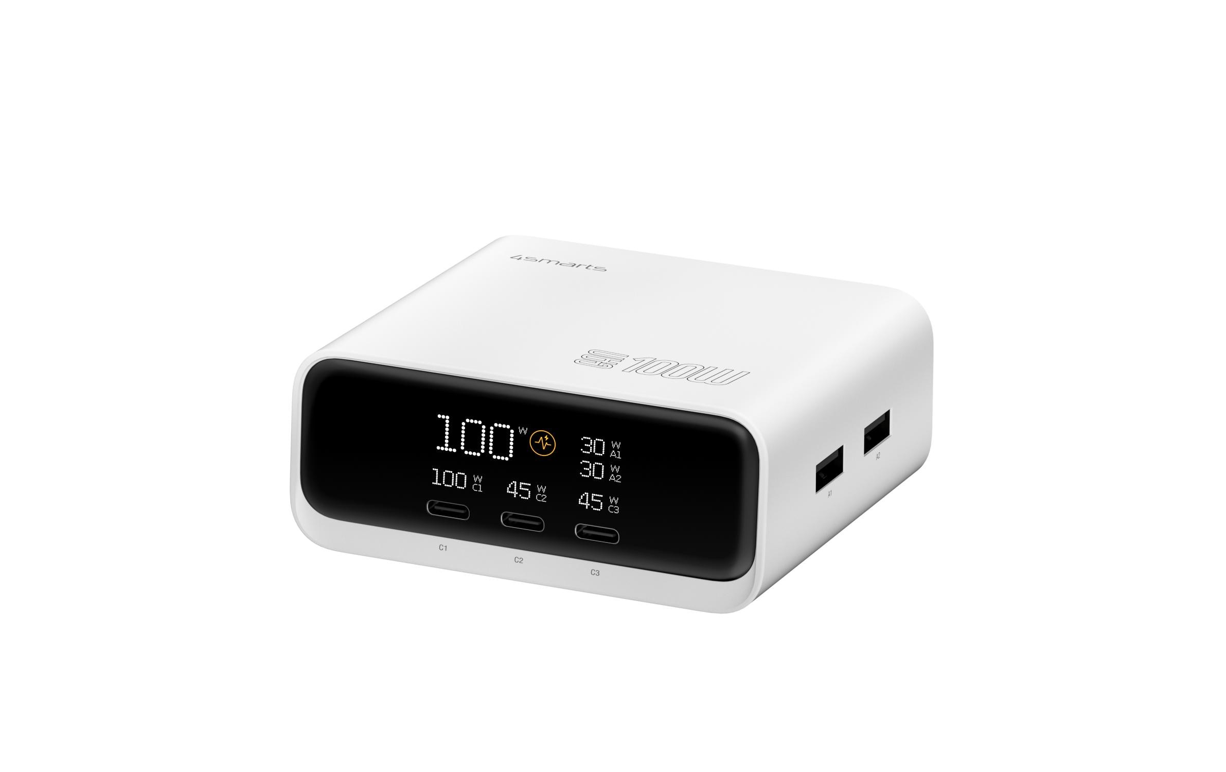 Image of 4smarts Ladestation "GaN Screen 100W 3C+2A"