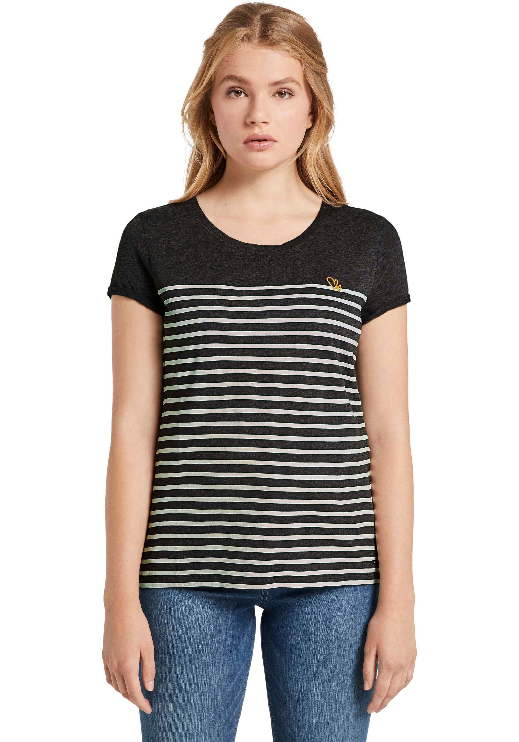 Image of TOM TAILOR Denim T-Shirt, im Ringel Look mit Stickerei bei Ackermann Versand Schweiz