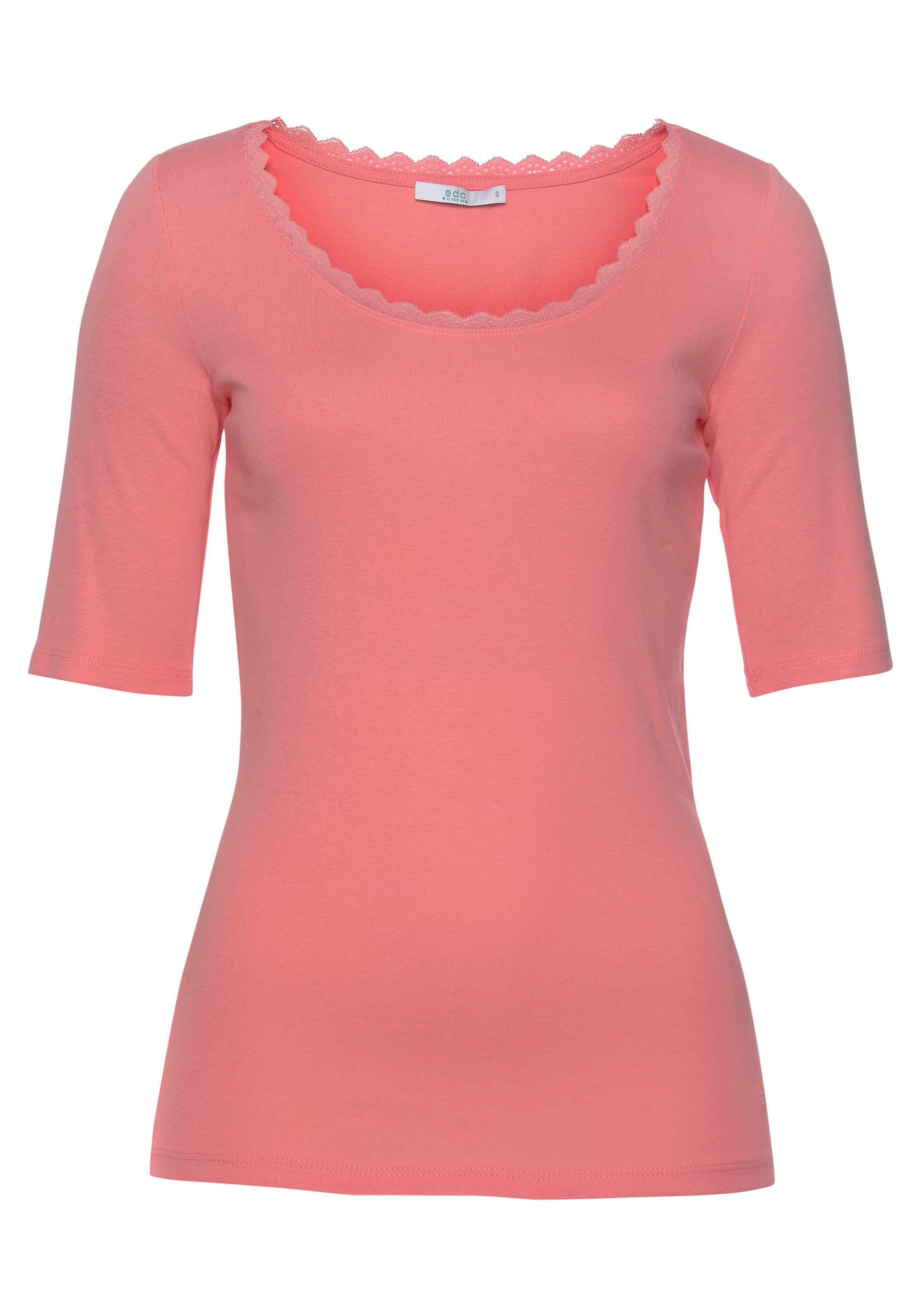 Image of edc by Esprit T-Shirt, mit femininer Spitzenkante bei Ackermann Versand Schweiz