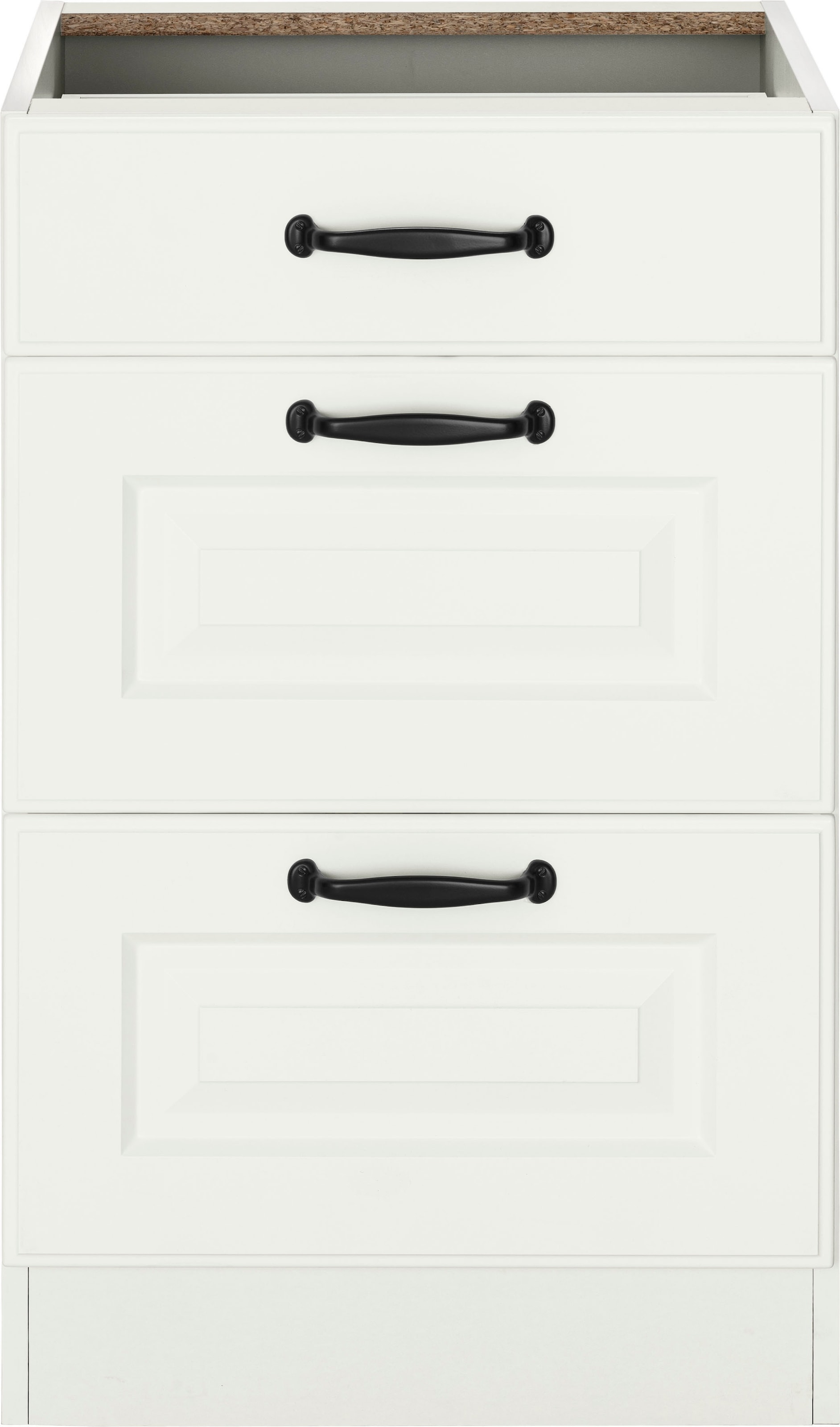 wiho Küchen Armoire basse coulissante »Erla, TOPSELLER« 50 cm breit mit Kassettenfront, 2 grossen Auszügen, ohne Arbeitsplatte