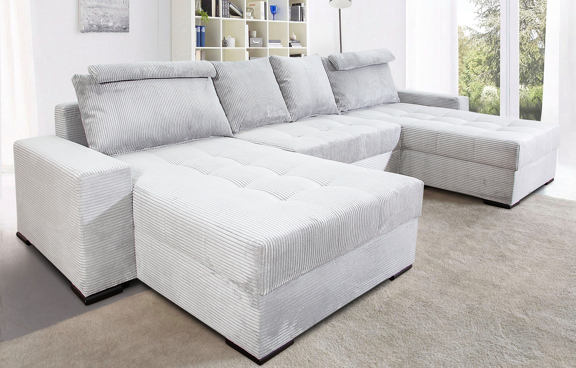 COLLECTION AB Wohnlandschaft »XXXL-Josy Relax U-Form Breite 352 cm, mit 2 gleich grossen Recamieren«, inkl. Bettfunktion, Bettkasten, mit 4 Rückenkissen in zwei Grössen